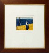 FRITZ KOHLSTÄDT."Am Meer", Wachskreide auf Papier, hinter Glas gerahmt und signiert Fritz Kohlstädt.