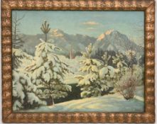 UNBEKANNTER KÜNSTLER, "Winterlandschaft", Öl auf Leinwand, gerahmt Maße: 41 x 51 cm