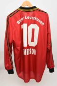 TRIKOT BAYER-LEVERKUSEN EMERSON Nr.10, Adidas,signiert, um 2002 Rotweiß, Größe XL, Unterschrift