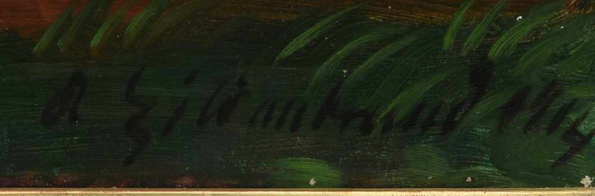 ADOLF HILDENBRAND:"BLICK AUF DIE BURGRUINE TECK", Öl auf Leinwand, signiert und datiert Adolf - Image 2 of 3