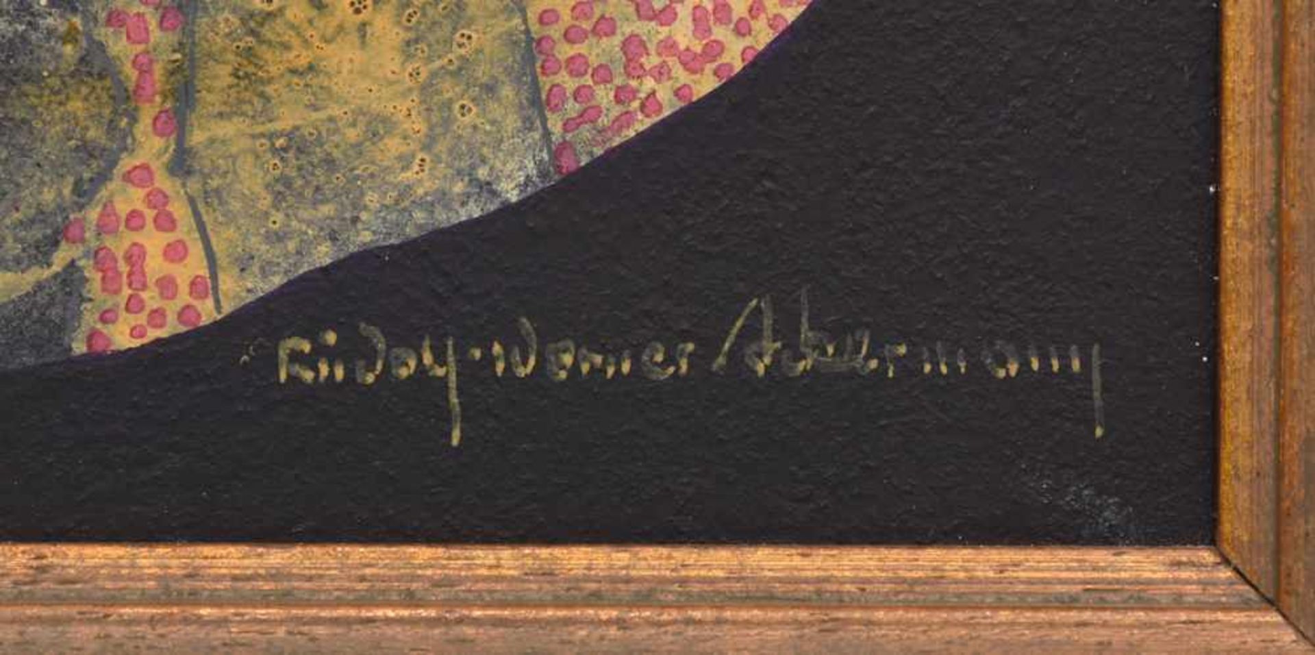 RUDOLF-WERNER ACKERMANN: "Versteinerte Baumscheibe", Öl auf Holzfaserplatte, gerahmt und signiert - Bild 2 aus 3