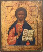 CHRISTUSIKONE 2; Eitempera auf Holz, Russland 19./20. Jahrhundert Maße: 31 x 26 cm. Restauriert