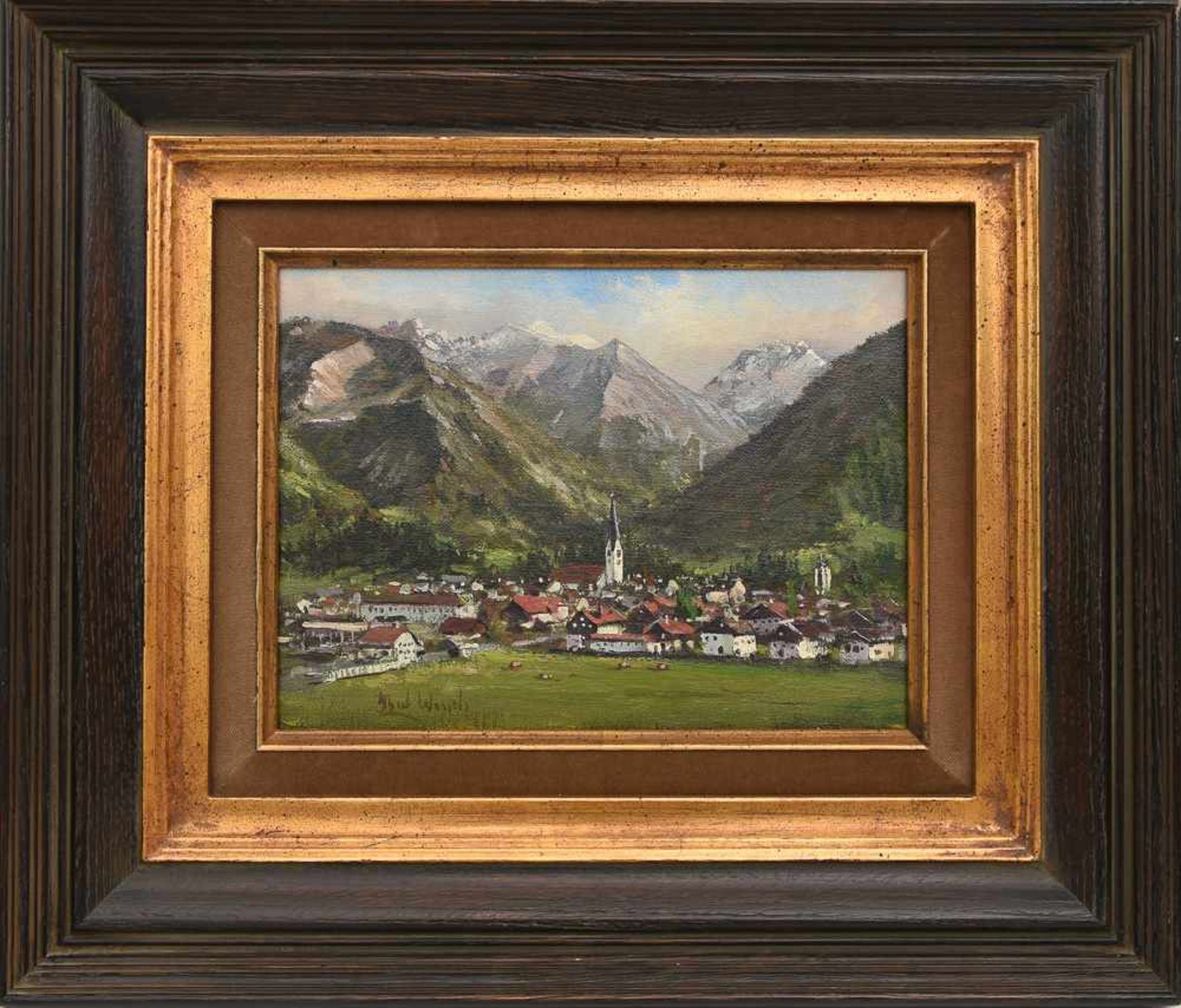 ALBERT WESSELS:"Oberstdorf", Öl auf Leinwand, gerahmt und signiert Albert Wessels (1938-2010). Links