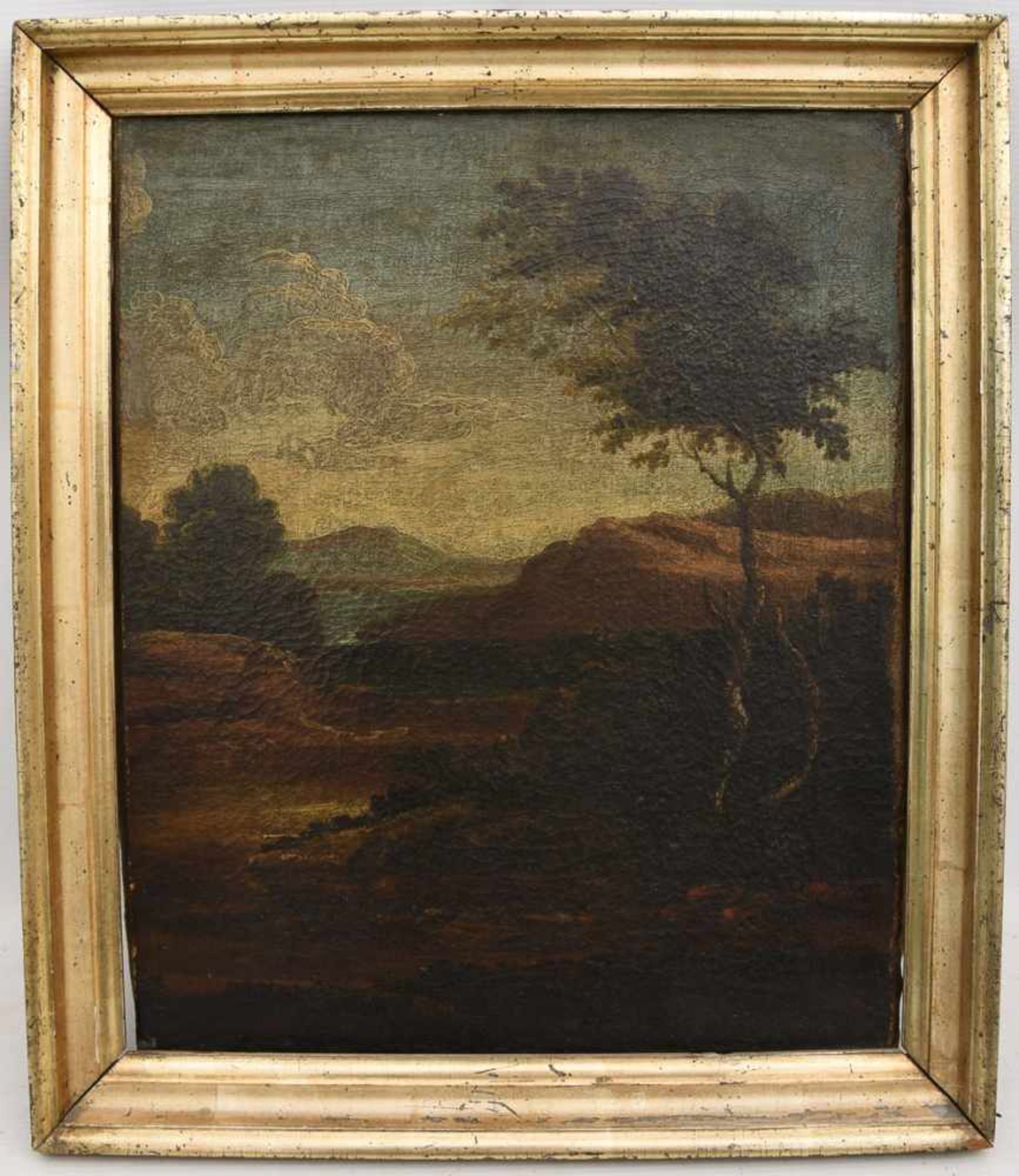 LANDSCHAFT MIT BAUM, ÖL auf Leinwand,18./19.JH, gerahmt. 49 x 43 cm.