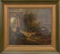 JAN H. DASVELDT, "Zwei kämpfende Hunde", Öl auf Holz, Niederlande, Anfang 19. Jhd., JAN H.