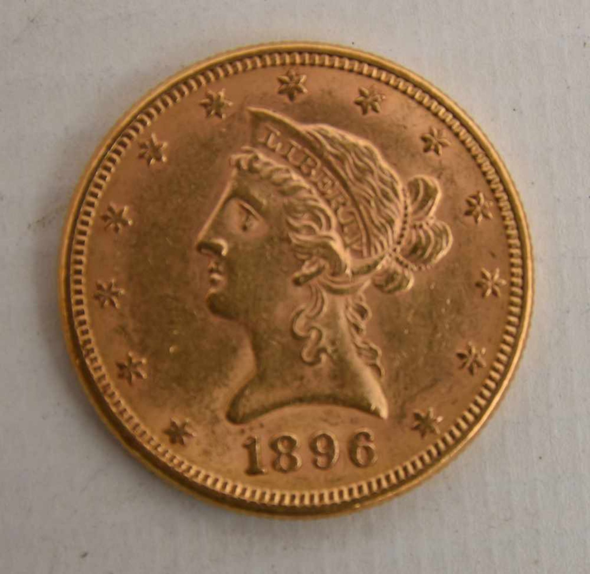 GOLDMÜNZE, Liberty 10$, 1896 (6) Mint: San Francisco Mintage: 123,750 Obverse Designer: Christian - Bild 2 aus 2