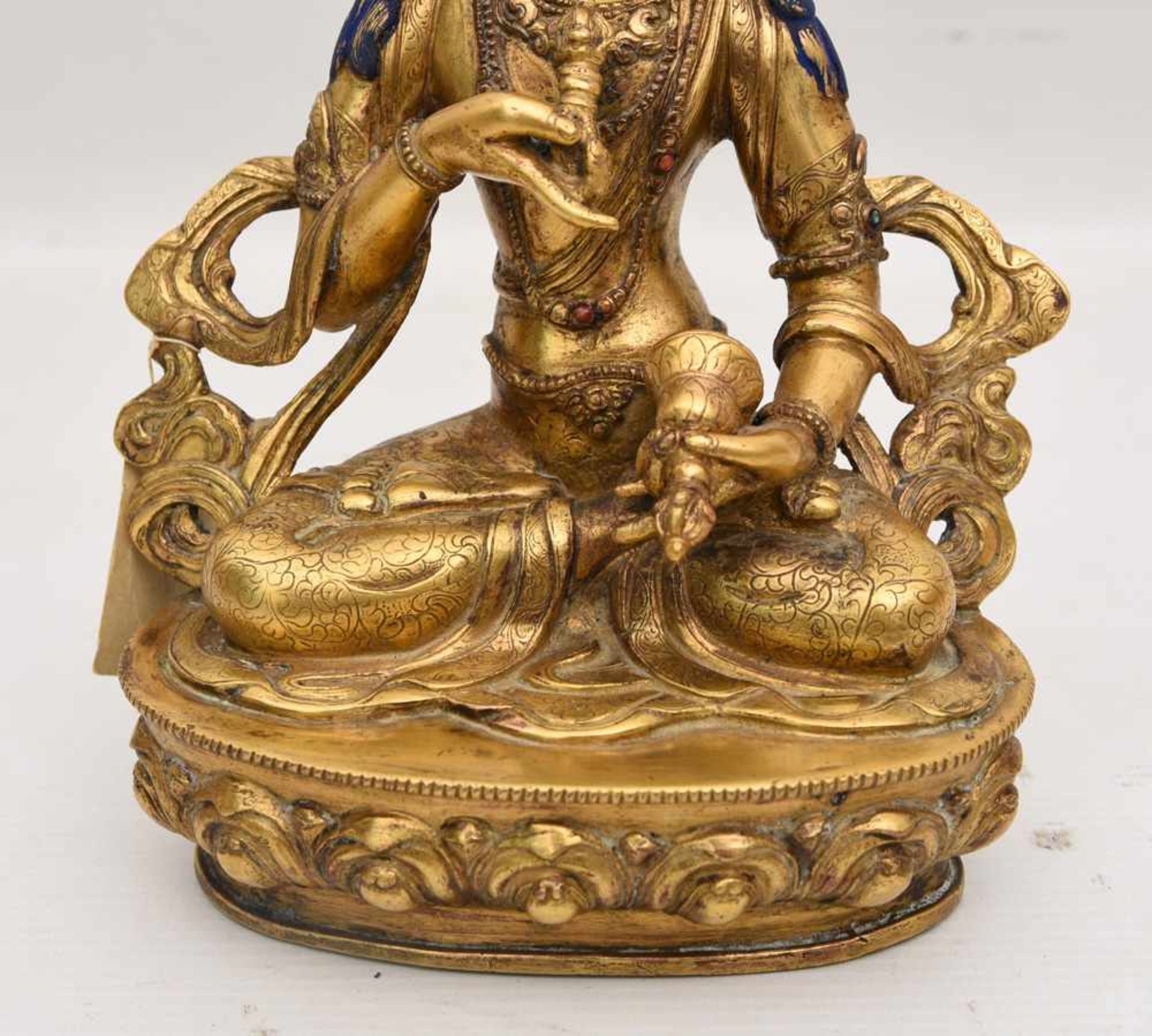 VAJRASATTVA, Kupferbronze, Nepal, 19. Jhd gekrönte schwere Bronze mit nachträglichen Bemalungen / - Bild 3 aus 8