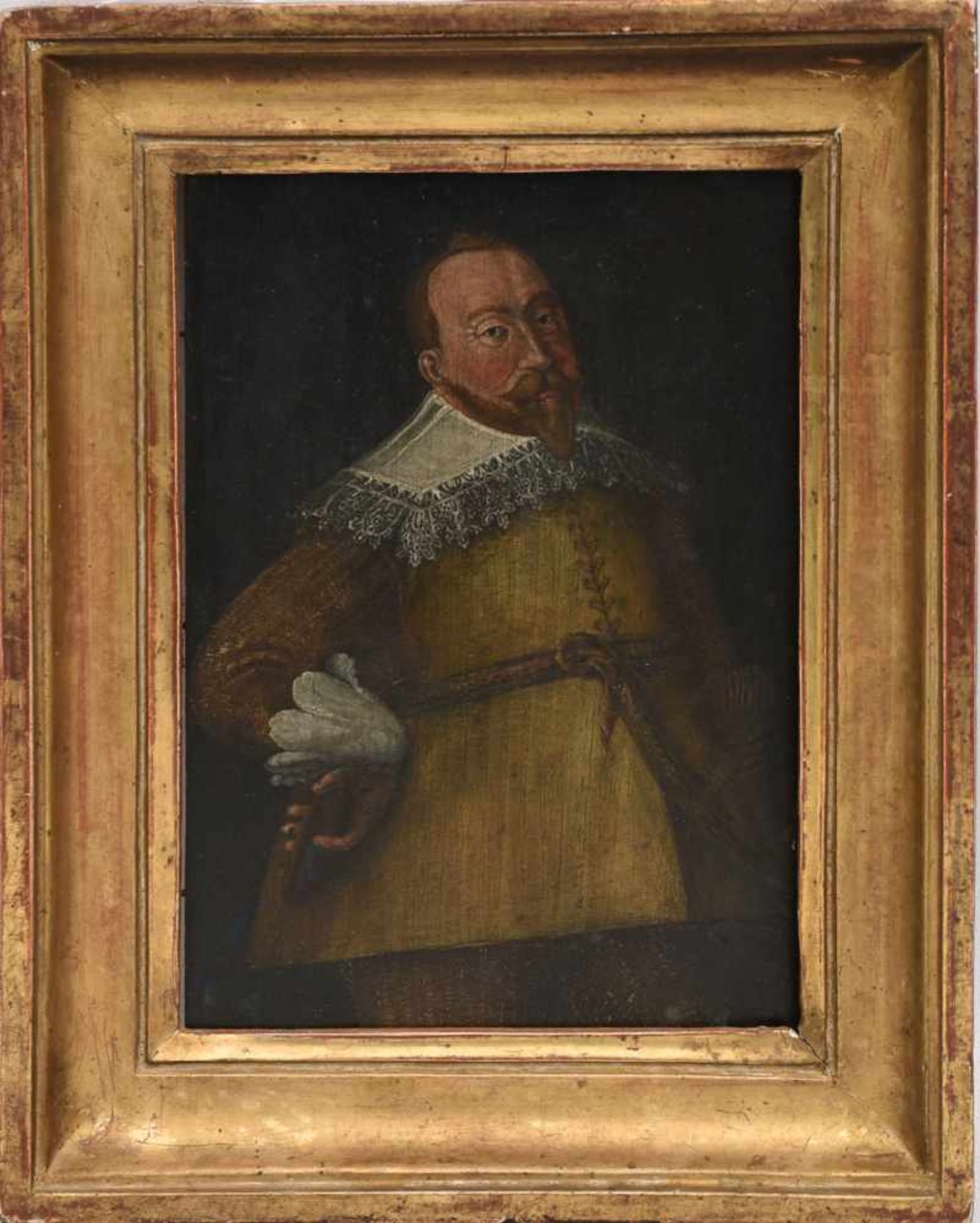 Portrait von König Gustav II Adolf von Schweden, Öl auf Holz, gerahmt, Mitte 18. Jhd.. 26 x 20,5/ 20