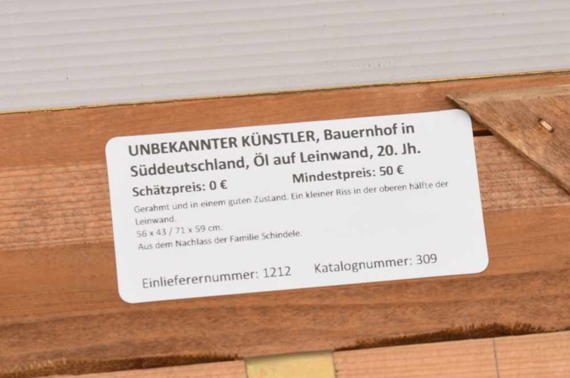 UNBEKANNTER KÜNSTLER, Bauernhof in Süddeutschland, Öl auf Leinwand, 20. Jh. Gerahmt und in einem - Image 3 of 4