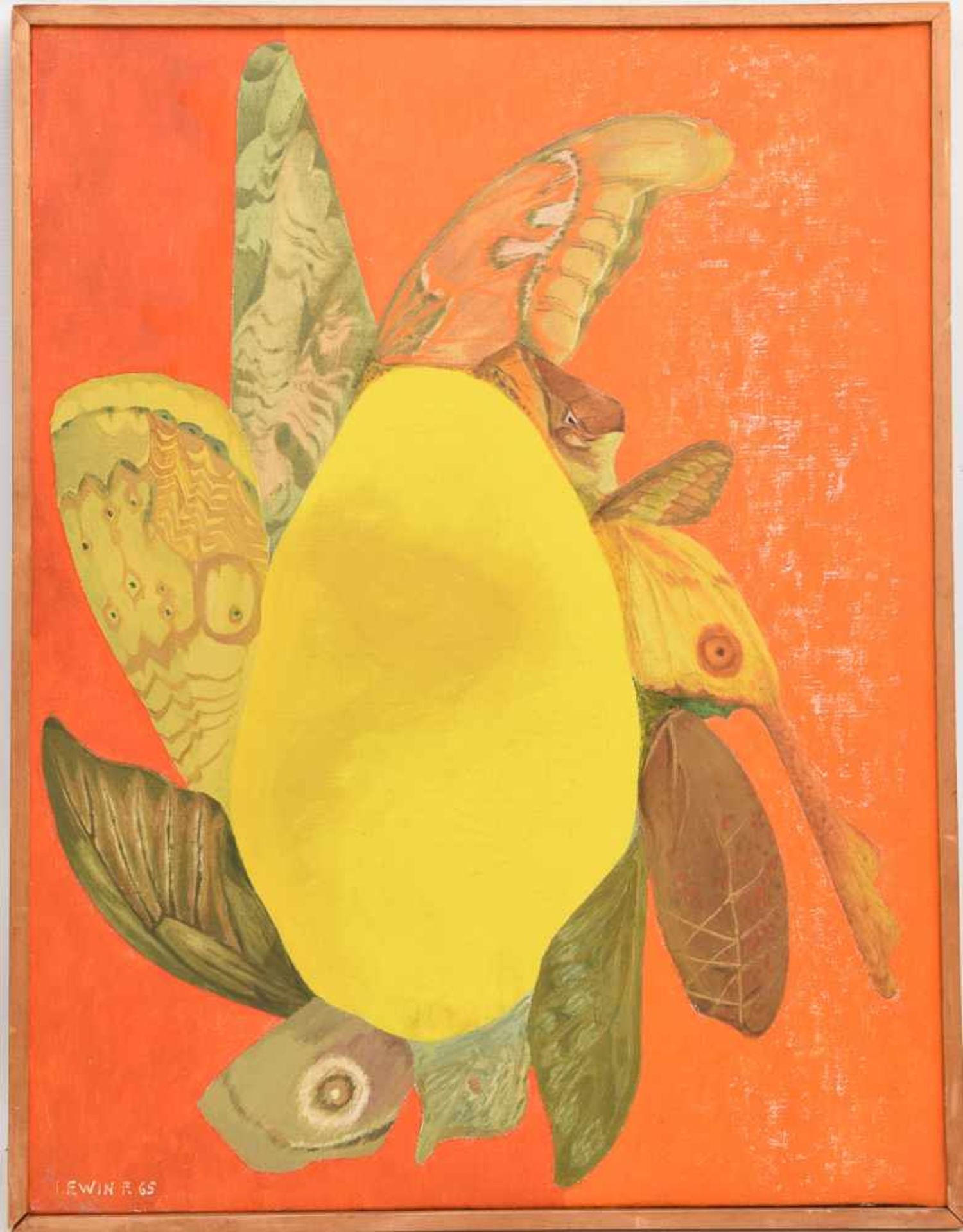FELIX LEWIN, "Abstrakte Komposition in gelb und orange" Öl auf Leinwand, 1965, gerahmt. Unten