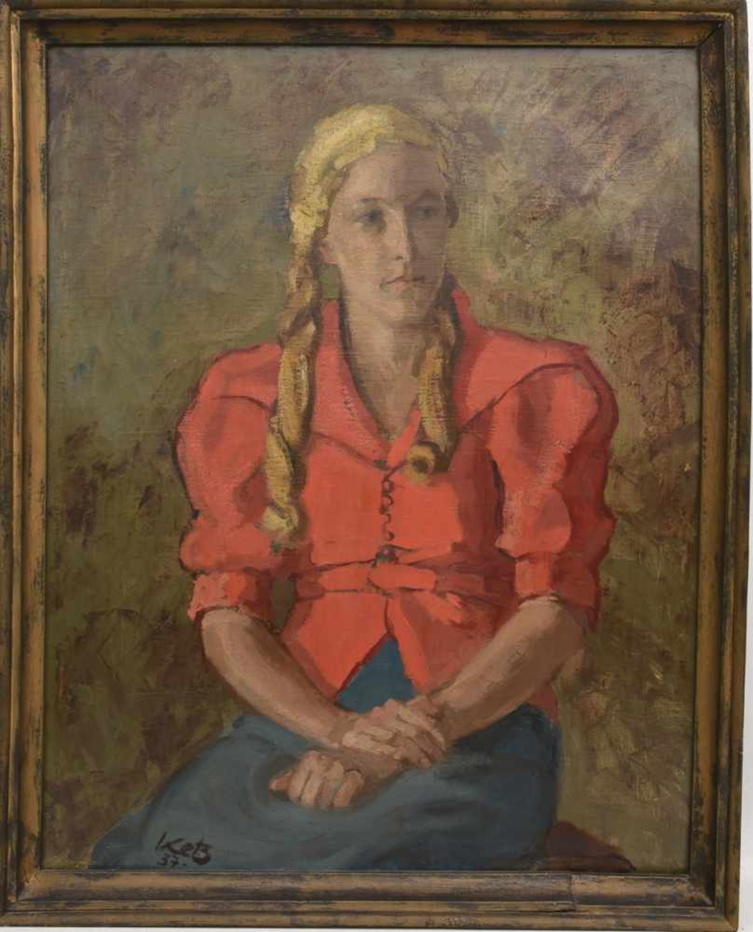 FRITZ KETZ, Portrait einer jungen Frau (Gretchen), Öl auf Leinwand, signiert, datiert und gerahmt.