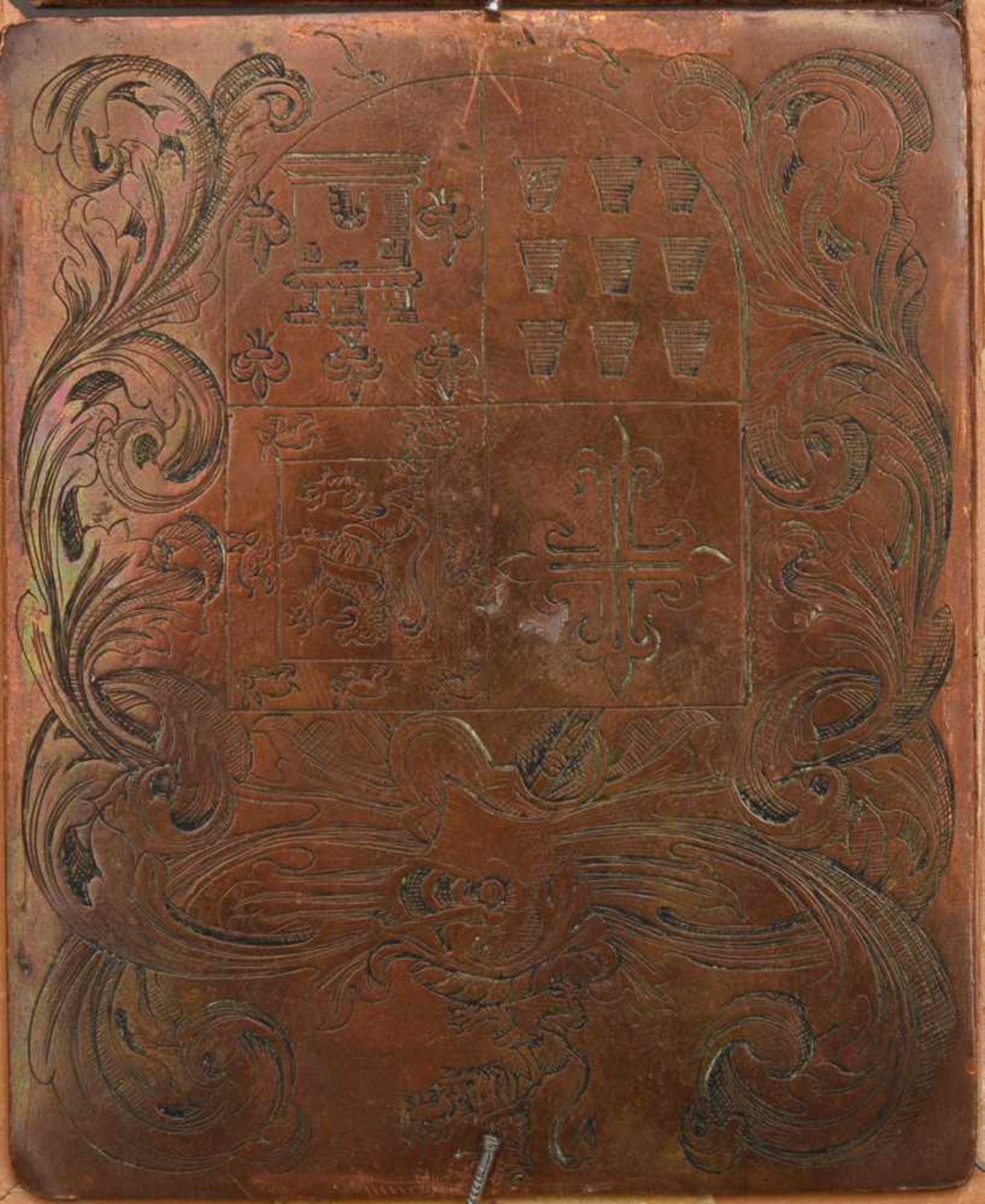 POSTRAIT WALLENSTEIN, Öl auf Kupfer, 17. JH. 14 x 16/ 9 x 7,5 cm. Rückseitiger Stich mit einem - Image 4 of 4