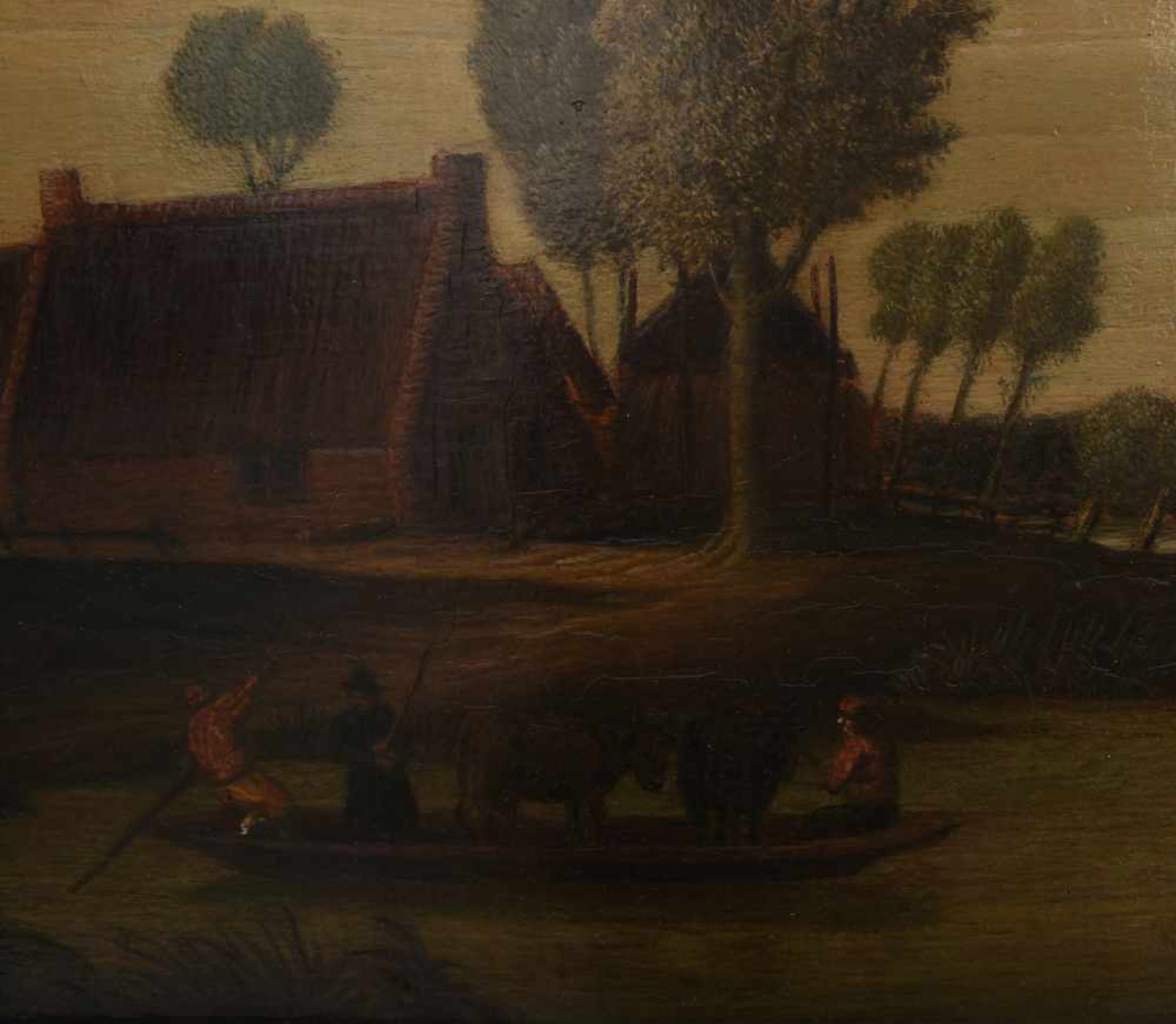 WASSERLANDSCHAFT MIT RUDERBOOT, Holländische Schule 17. JH, Öl auf Holz, gerahmt. 62 x 44/46 x 28 - Bild 2 aus 5