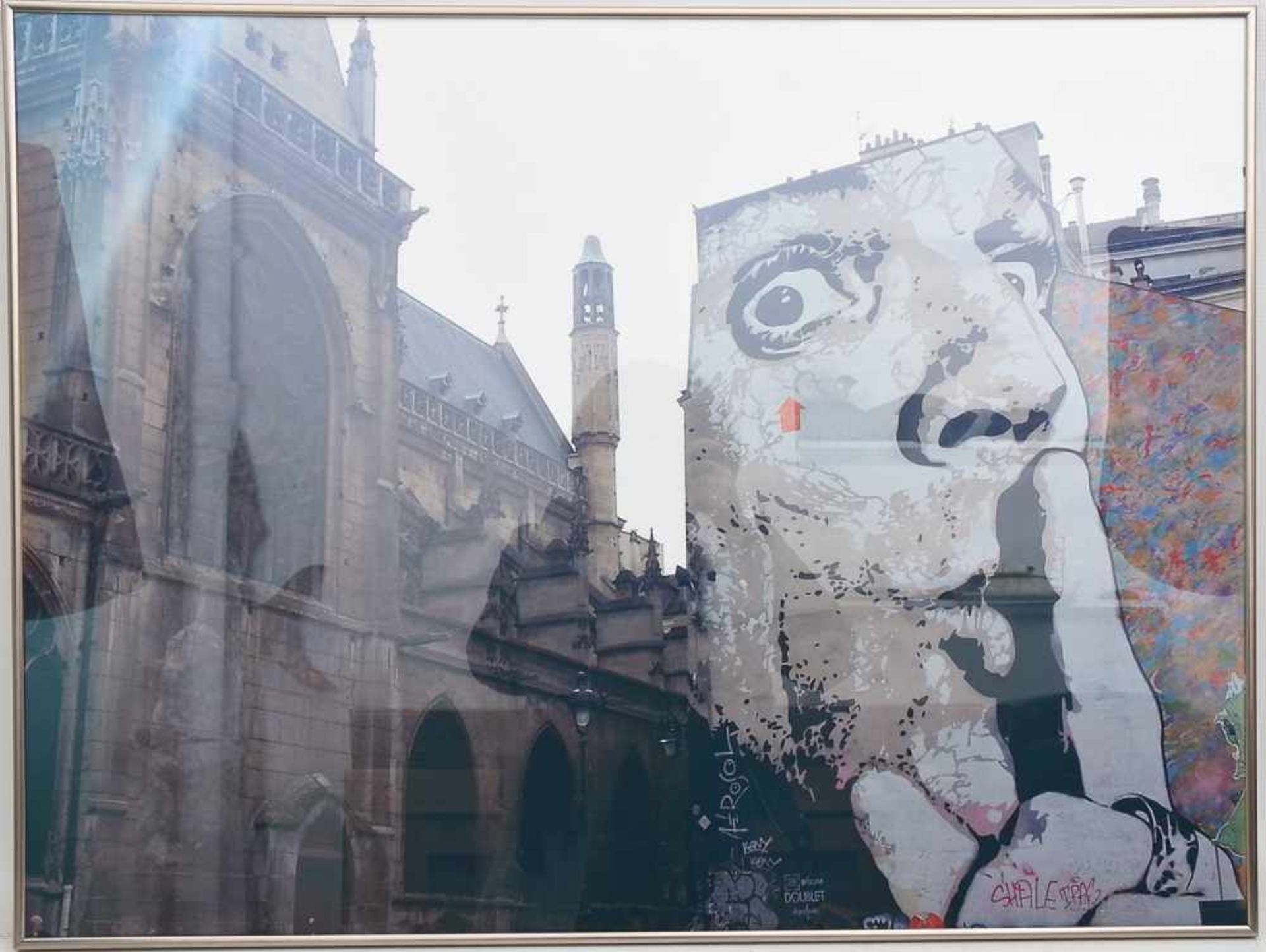 ANSICHT KIRCHE SAINT-MERRI IGOR STRAWINSKY PLATZ PARIS, Farbfotographie, gerahmt. 81 x 60 cm.