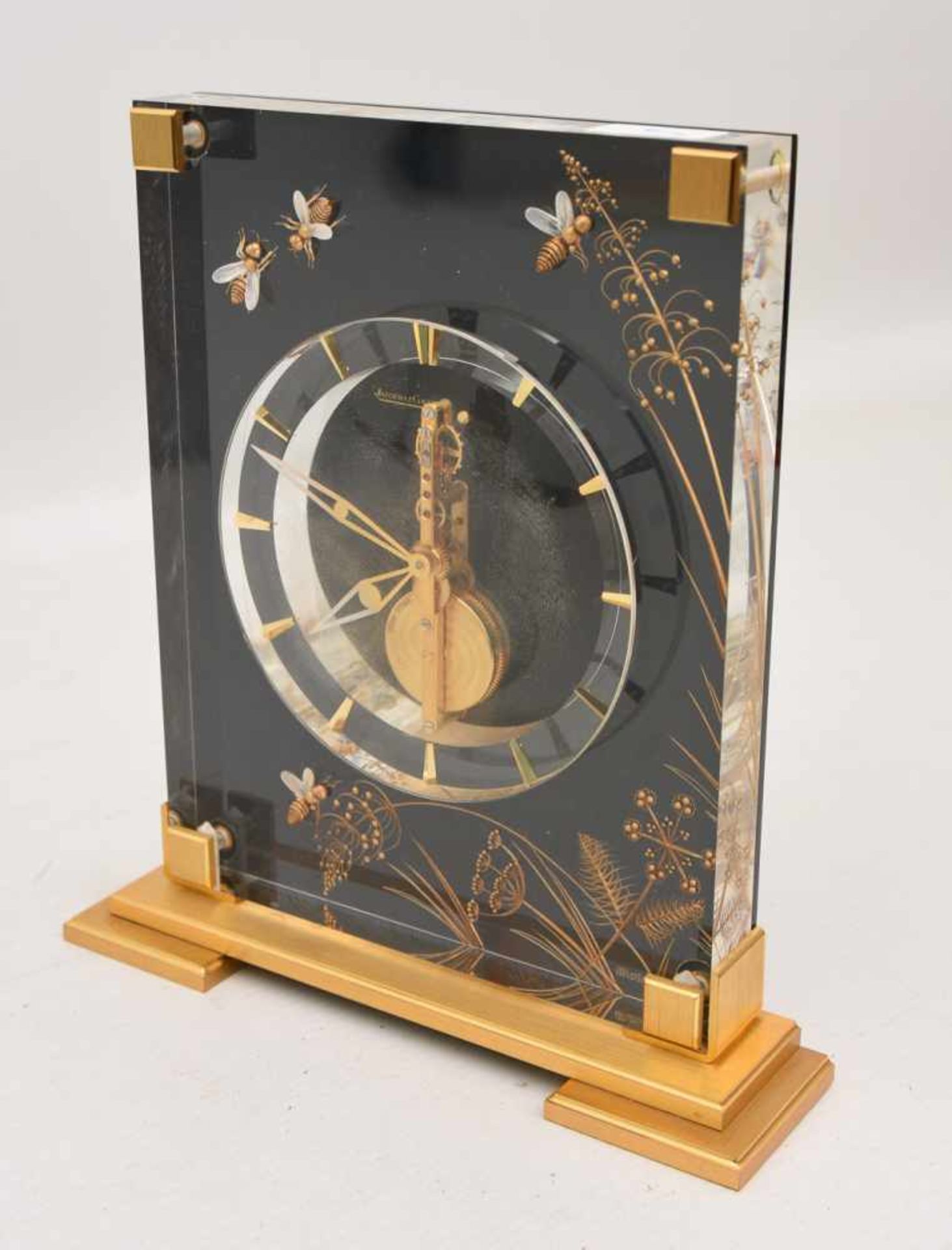 TISCHUHR, Jaeger LeCoultre, Modell Marina, Schweiz 20./21. Jh. Quadratisches Plexiglasgehäuse auf - Bild 8 aus 10