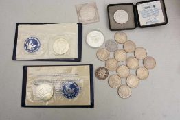 SILBER KONVOLUT, Verschiedene Münzen, 267 gramm (1) Verschiedene Silbermünzen: 5DM Silbermünzen im