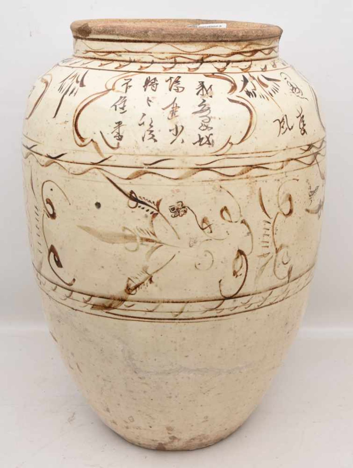 CHINESISCHE VASE, glasiert und bemalt, 18. Jh. Teilweise restauriert, leichte Altersspuren. h. 66 d. - Bild 6 aus 9