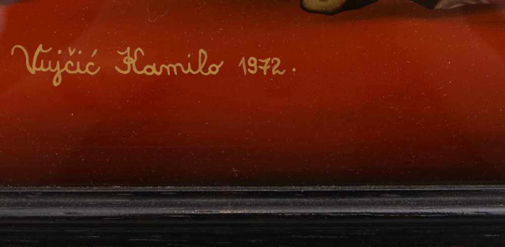 VUJCIC KAMILO, "Bauernszene", Hinterglasmalerei, 1972, signiert und gerahmt. 54 x 52 cm. - Bild 2 aus 3