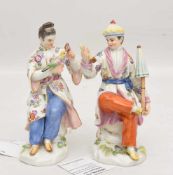 MEISSEN, Paar im Chinoisen Stil, 20. Jh. Polychrom bemalt, beide Figurne befinden sich in einem sehr