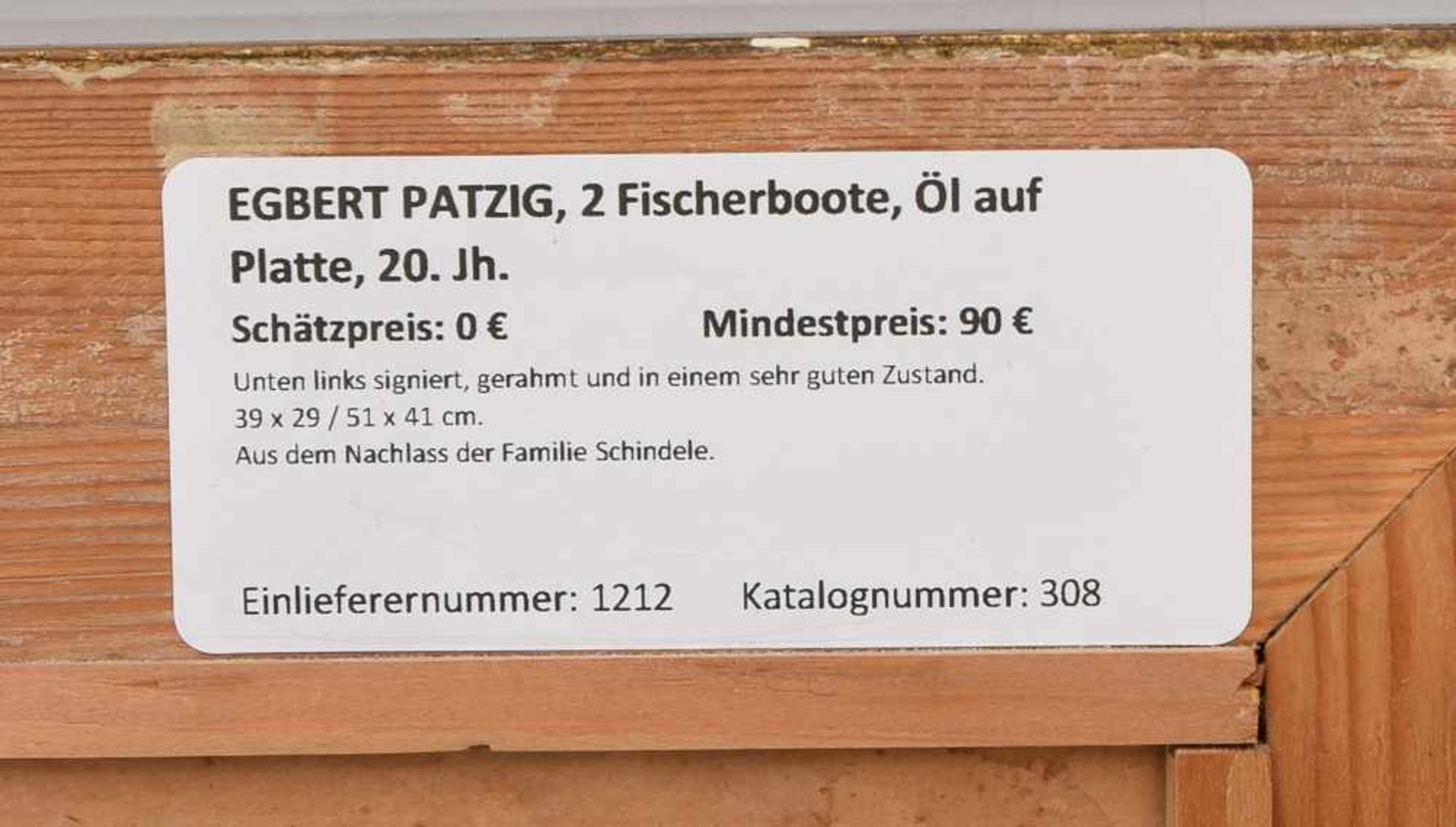 EGBERT PATZIG, 2 Fischerboote, Öl auf Platte, 20. Jh. Unten links signiert, gerahmt und in einem - Bild 3 aus 3