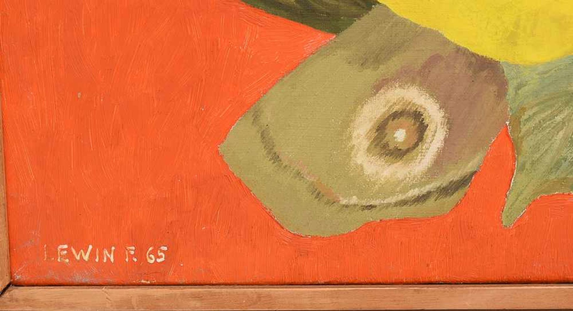 FELIX LEWIN, "Abstrakte Komposition in gelb und orange" Öl auf Leinwand, 1965, gerahmt. Unten - Image 2 of 3