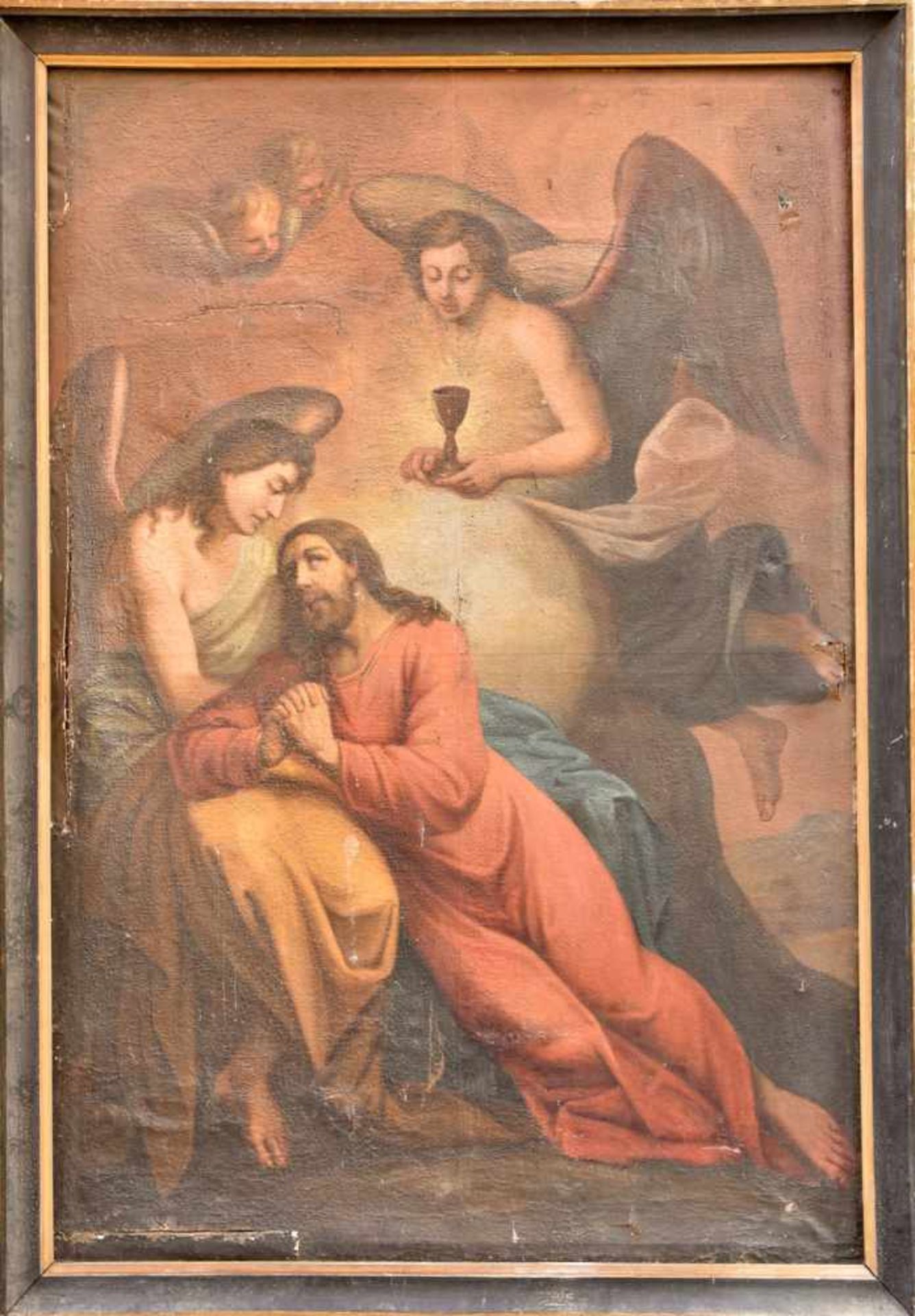 UNBEKANNTER KÜNSTLER, " Jesus im Garten Gethsemane - Am Abend vor der Passion", 19. Jh. An vielen