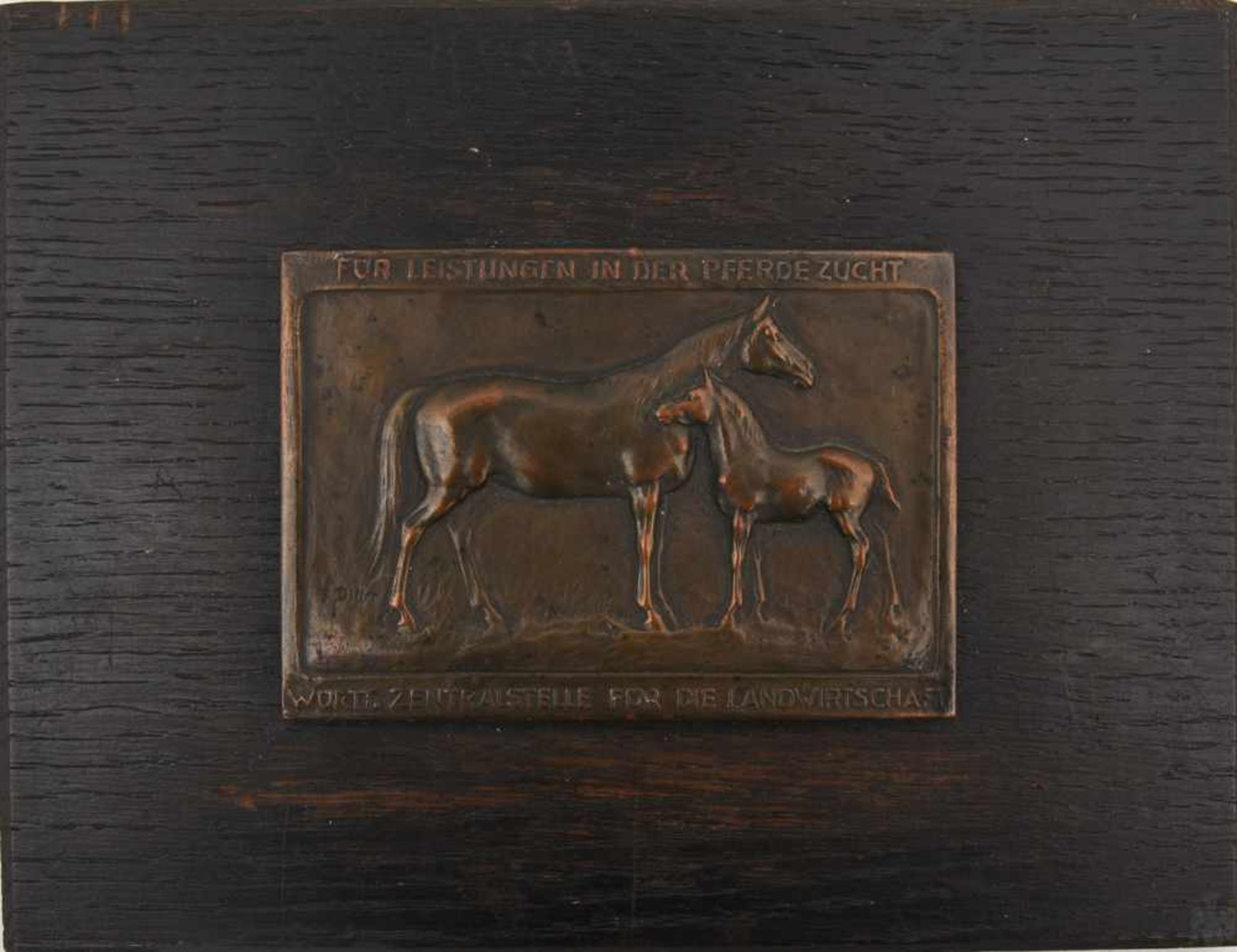 F. DILLER Relief mit Pferden, Bronze. 18 x 13 / 6,5 x 9 cm