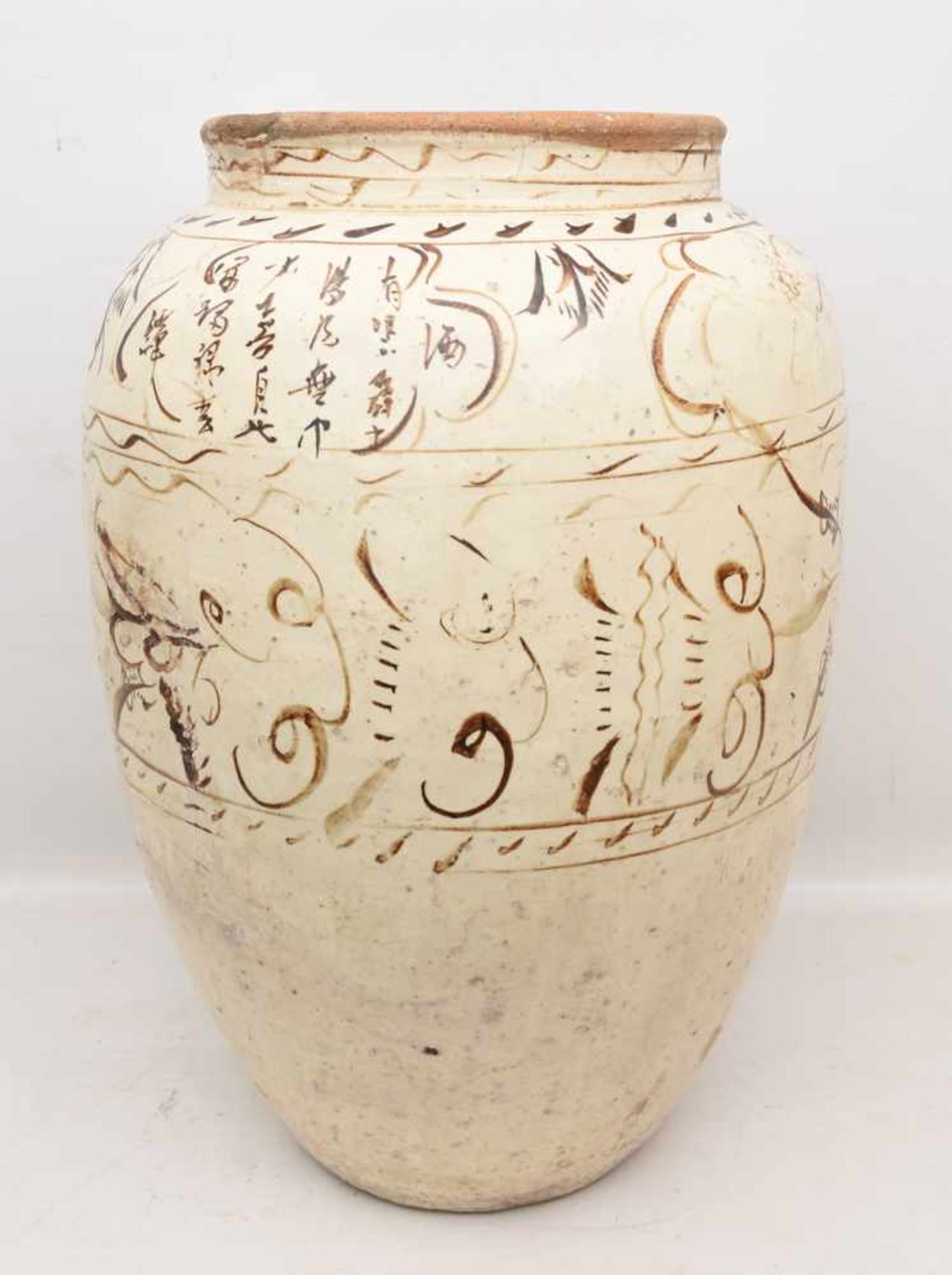 CHINESISCHE VASE, glasiert und bemalt, 18. Jh. Teilweise restauriert, leichte Altersspuren. h. 66 d. - Bild 2 aus 9