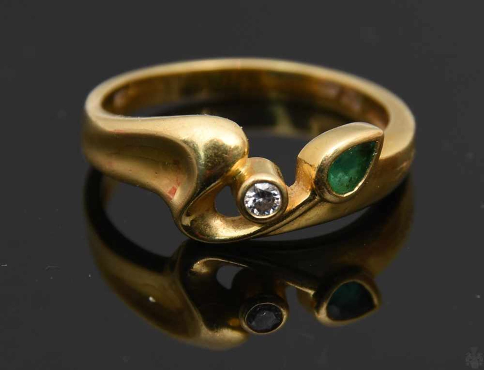 DAMENRING u.BROSCHE, Opal/Smaragd/Brilliant, 750/585er GelbgoldSet bestehend aus Ring mit Smaragd in - Image 4 of 7