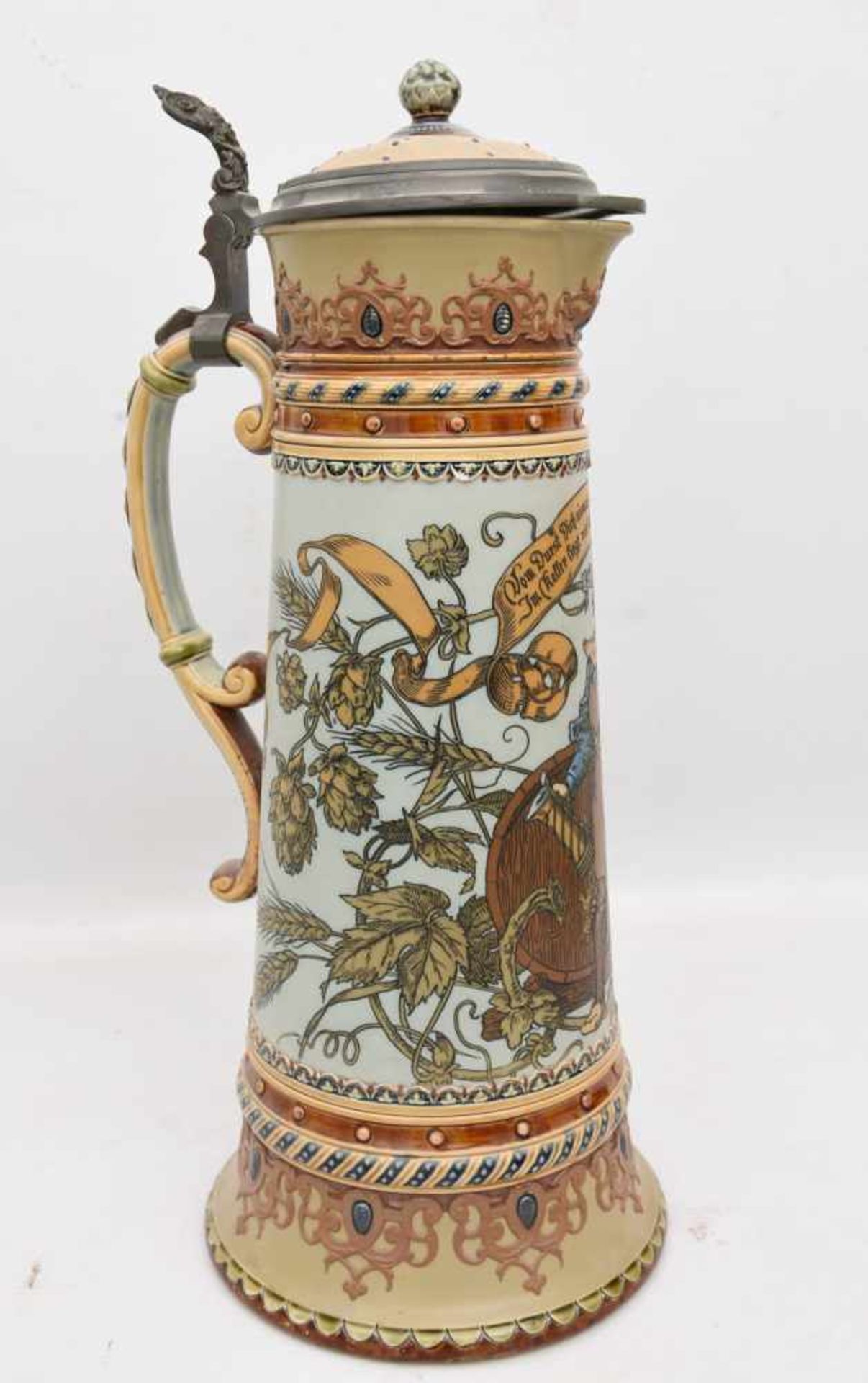 VILLEROY & BOCH, Bierkrug, sig. Warth, Deutschland, 1906. JhAm Deckel mit name und Datum graviert. - Bild 3 aus 8