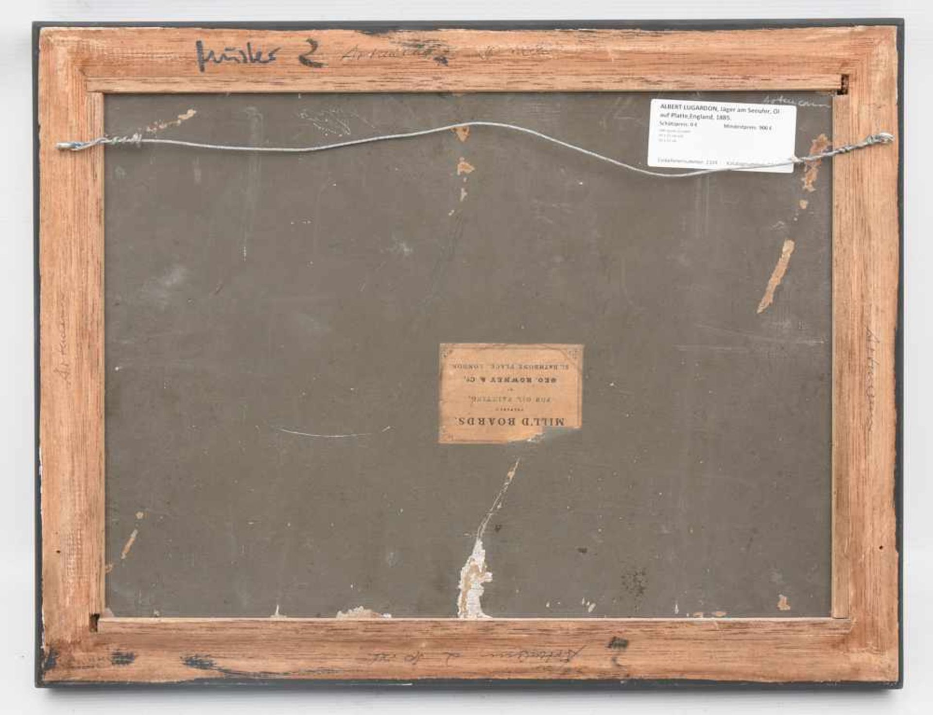 ALBERT LUGARDON, Jäger am Seeufer, Öl auf Platte,England, 1885.Sehr guter Zustand.44 x 32 cm o.R. - Image 4 of 4