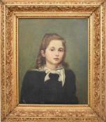 UNBEKANNTER KÜNSTLER, Portrait eines Mädchens, Öl/Leinwand, 19. Jh.Das Bild ist in einem guten