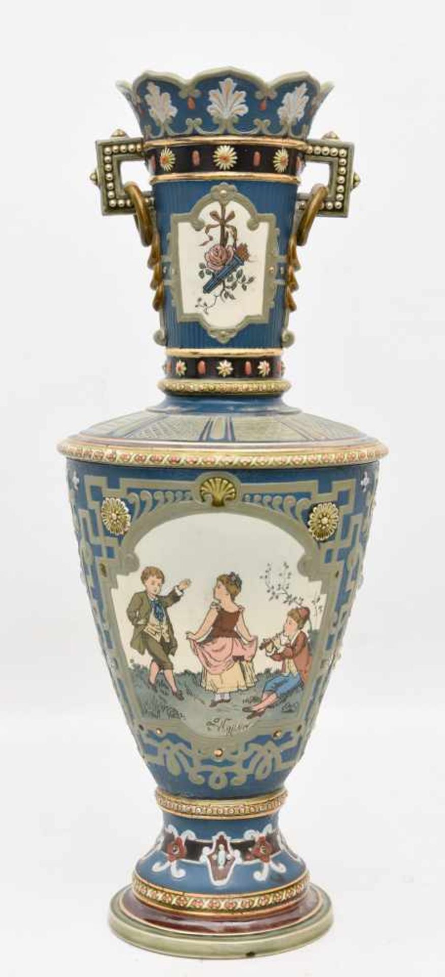 METTLACH, Villeroy & Boch, Art Nouveau Vase, Deutschland, 1910.Dekor mit Spilenden Kindern.Keine - Bild 2 aus 13