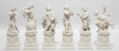 NYMPHENBURG FIGUREN KONV., 6- teilig unstaffierte Figuren, Deutschland, 20. Jh.Sechs Figuren auf