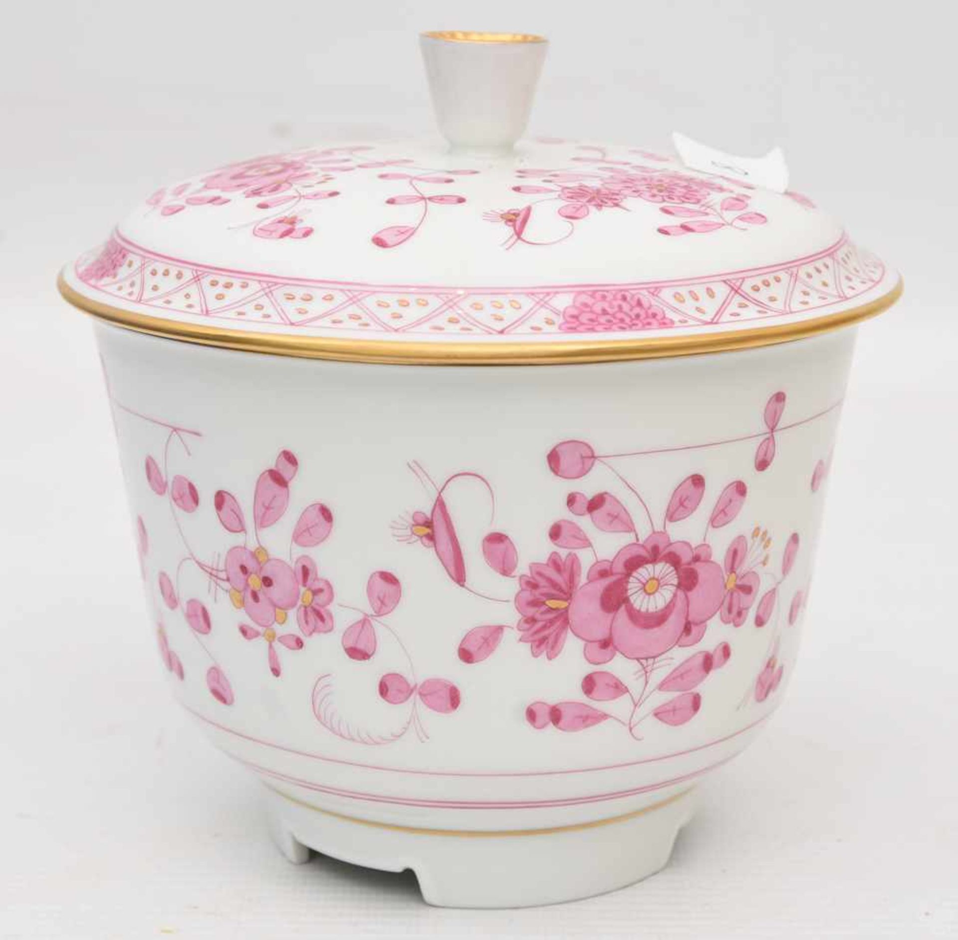 KONV. AUS DECKELDOSE UND VASE, Deutschland/Ungarn 20. Jh.Deckeldose von Meissen, Gold und Rosa - Image 12 of 13