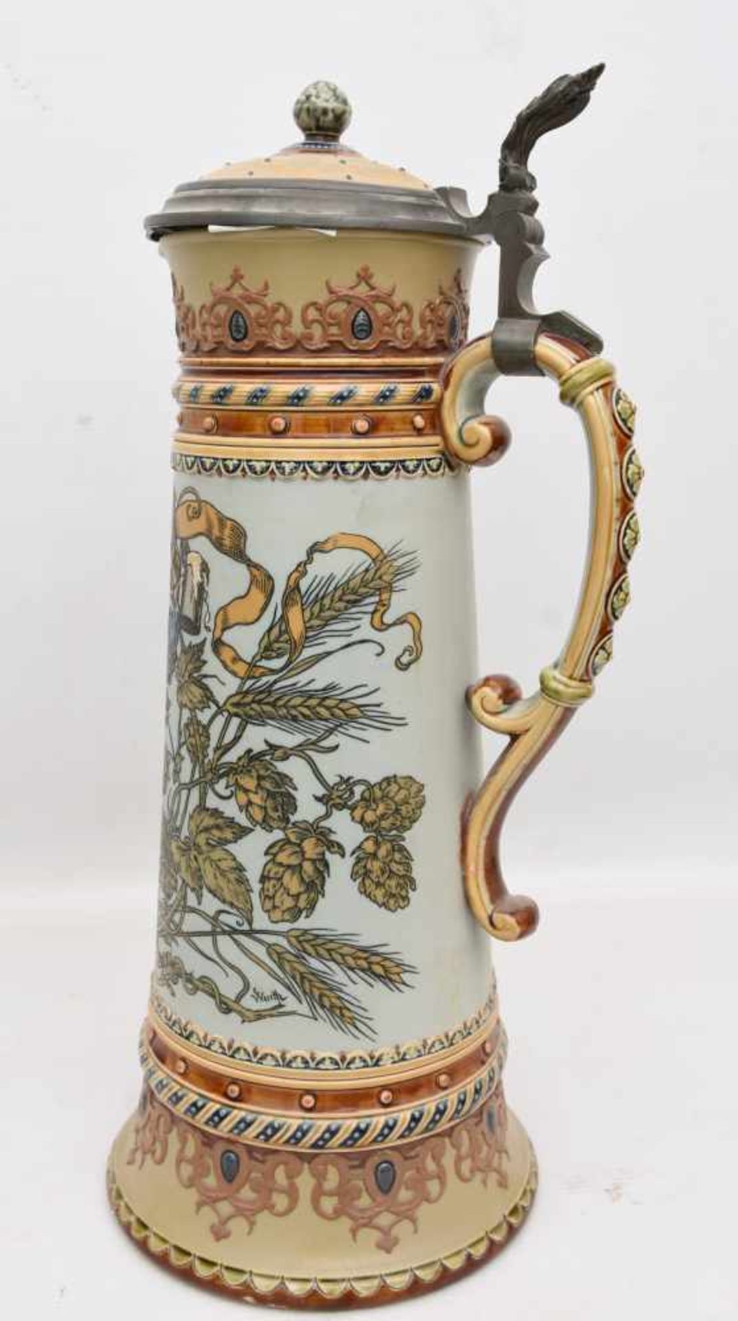 VILLEROY & BOCH, Bierkrug, sig. Warth, Deutschland, 1906. JhAm Deckel mit name und Datum graviert. - Bild 5 aus 8