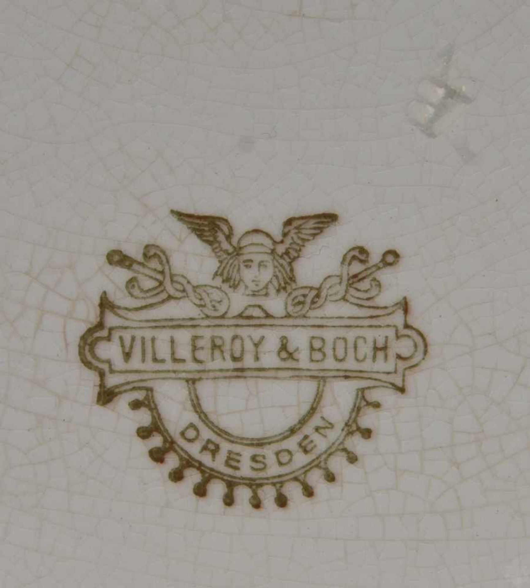 VILLEROY & BOCH, Servierteller, Dresden, 1/2,. 20. Jh.Unterglasur blau bemalt im Zwiebelmuster, - Bild 4 aus 4