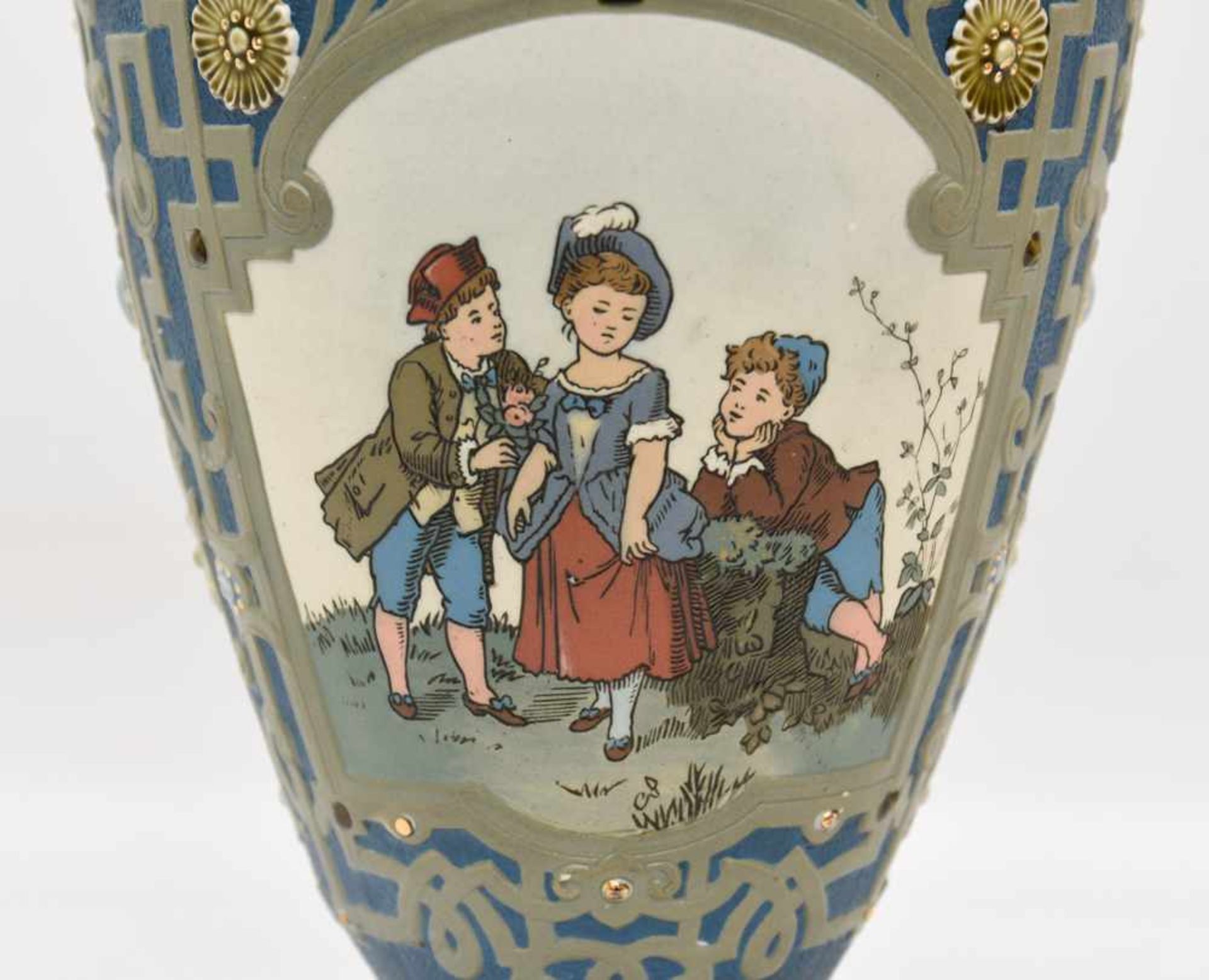 METTLACH, Villeroy & Boch, Art Nouveau Vase, Deutschland, 1910.Dekor mit Spilenden Kindern.Keine - Bild 3 aus 13