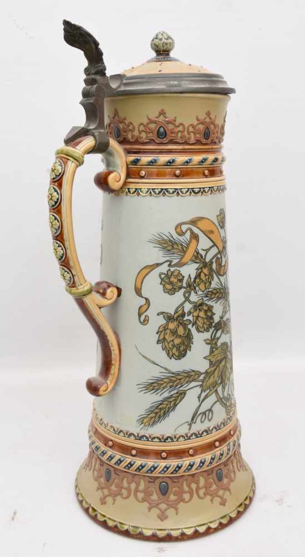 VILLEROY & BOCH, Bierkrug, sig. Warth, Deutschland, 1906. JhAm Deckel mit name und Datum graviert. - Bild 4 aus 8