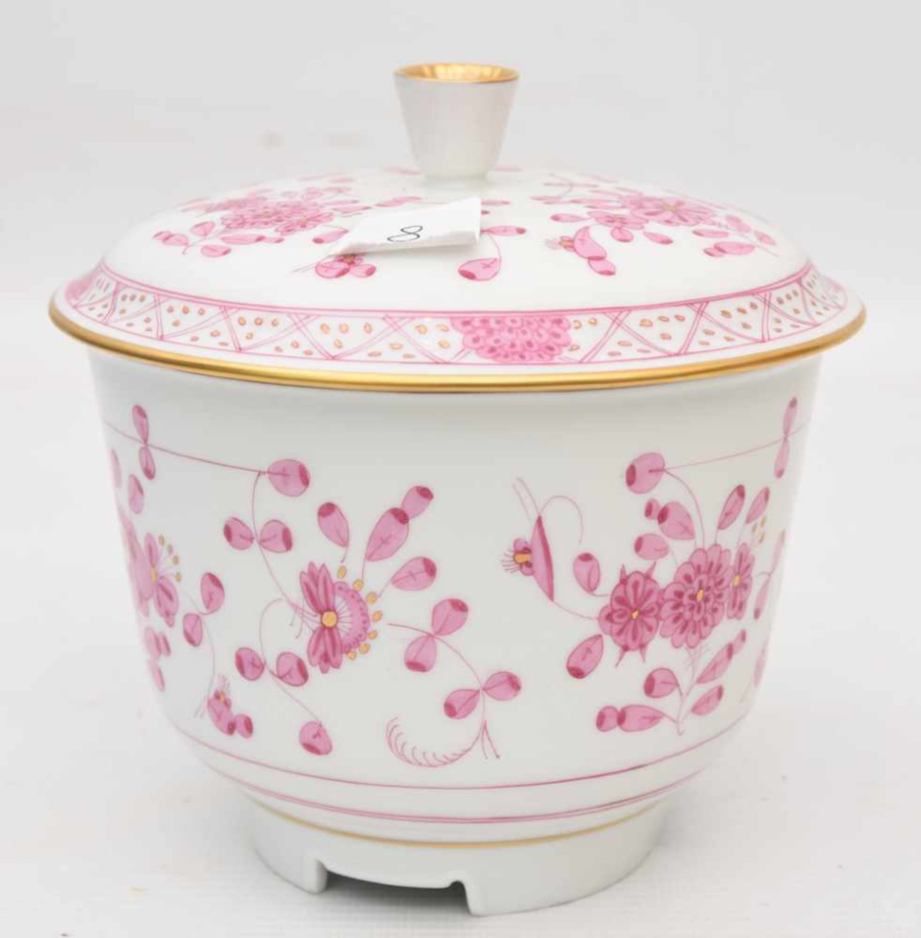 KONV. AUS DECKELDOSE UND VASE, Deutschland/Ungarn 20. Jh.Deckeldose von Meissen, Gold und Rosa - Image 13 of 13