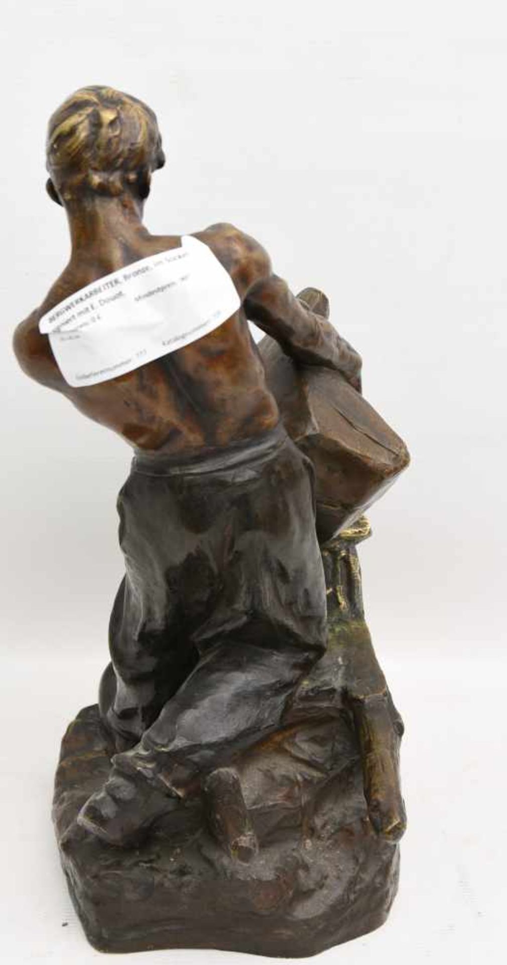 ÉDUARD DROUOT, Bergwerkarbeiter, Bronze, Frankreich, 19./20. Jh.Im Sockel signiert mit E. Drouot. - Bild 4 aus 5