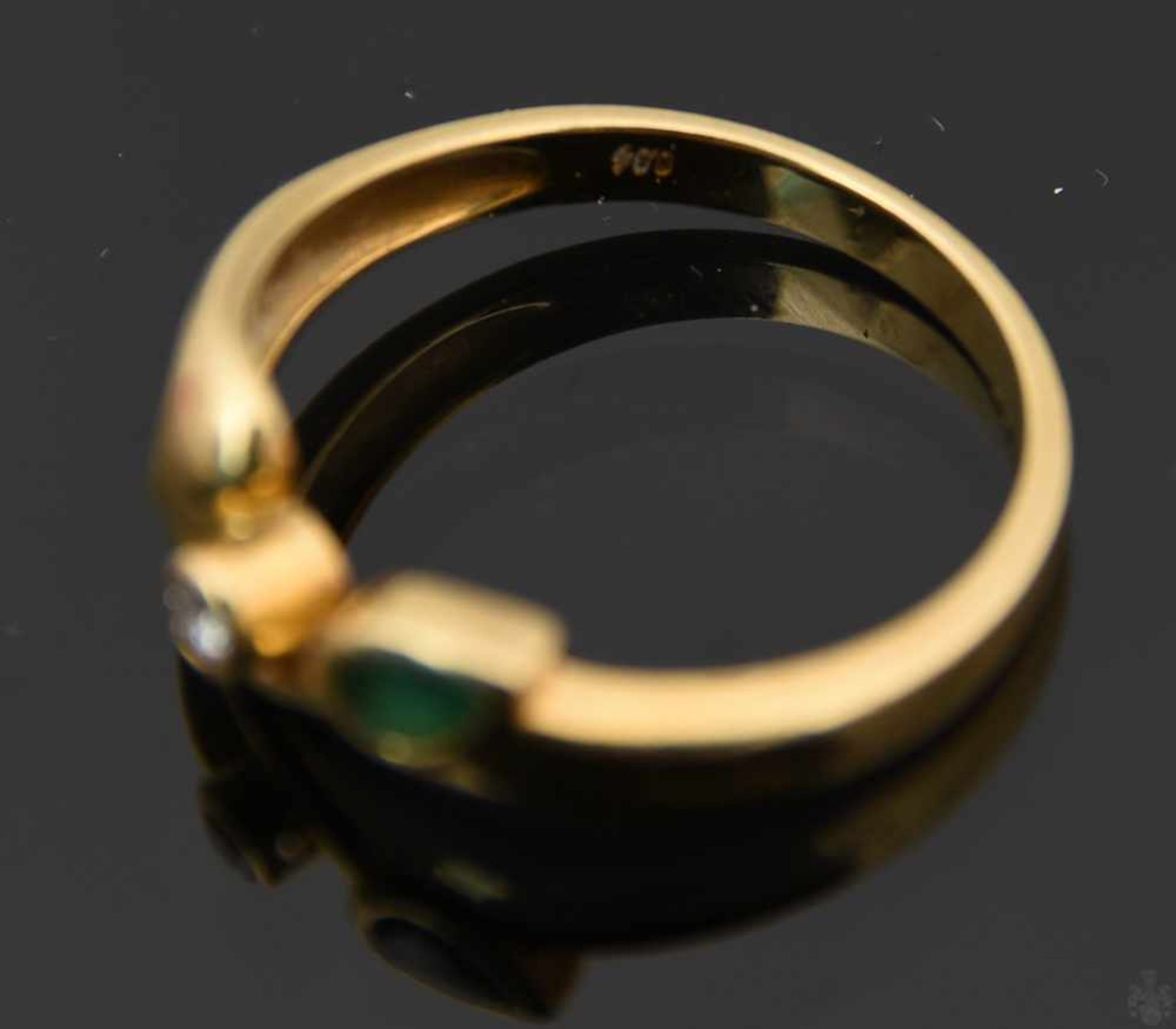 DAMENRING u.BROSCHE, Opal/Smaragd/Brilliant, 750/585er GelbgoldSet bestehend aus Ring mit Smaragd in - Bild 5 aus 7