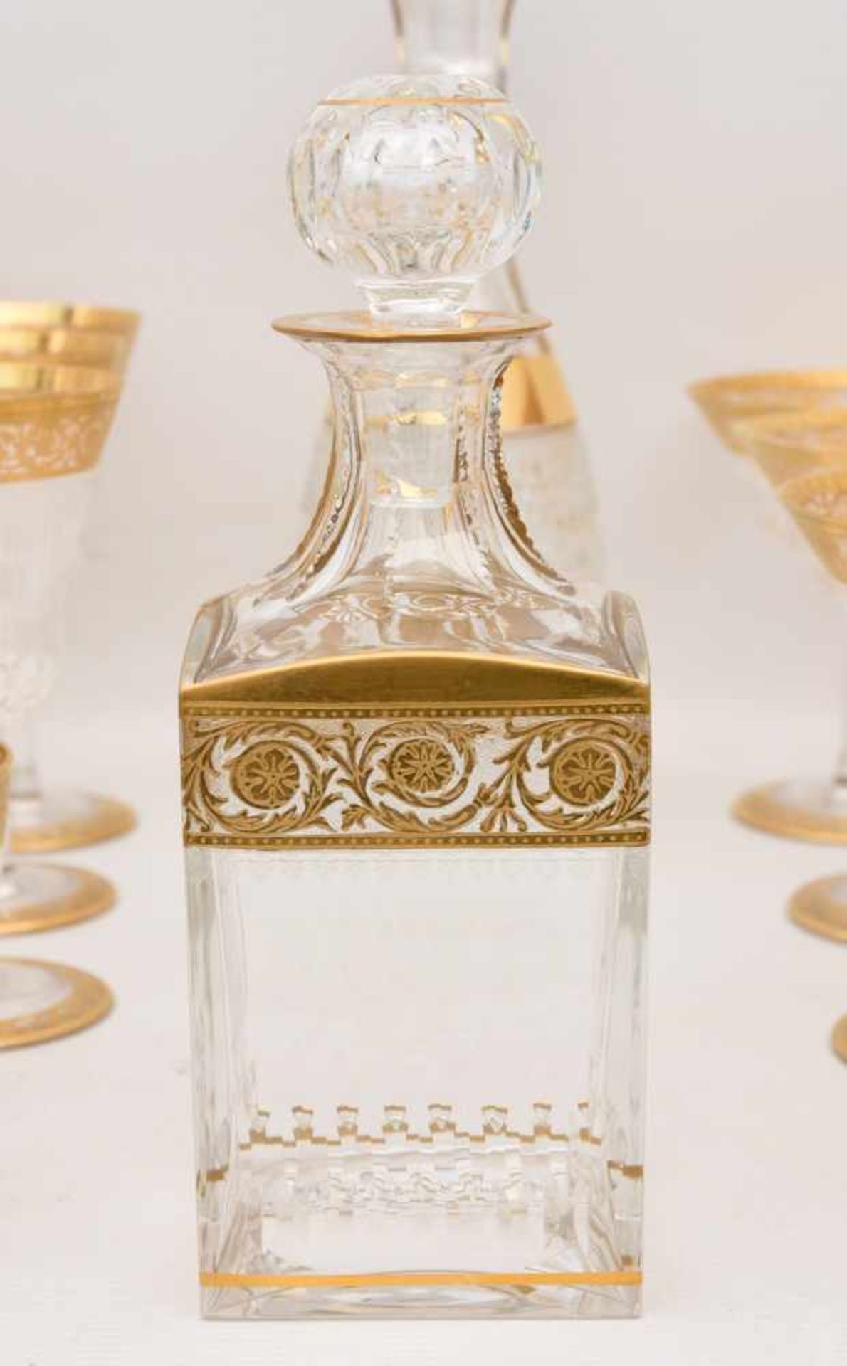 SAINT LOUIS, Exklusive Kristalgläser der Serie "Thistle Gold", Frankreich, 20. Jh.In einem Guten - Bild 9 aus 26