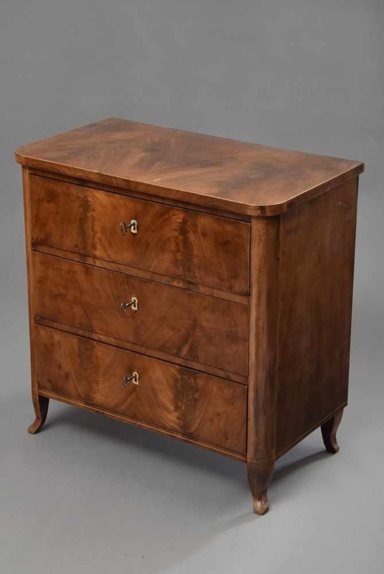 Biedermeier Mahagoni Kommode um 1850/60, 76x74x41cm, kleine Furnierdefekte