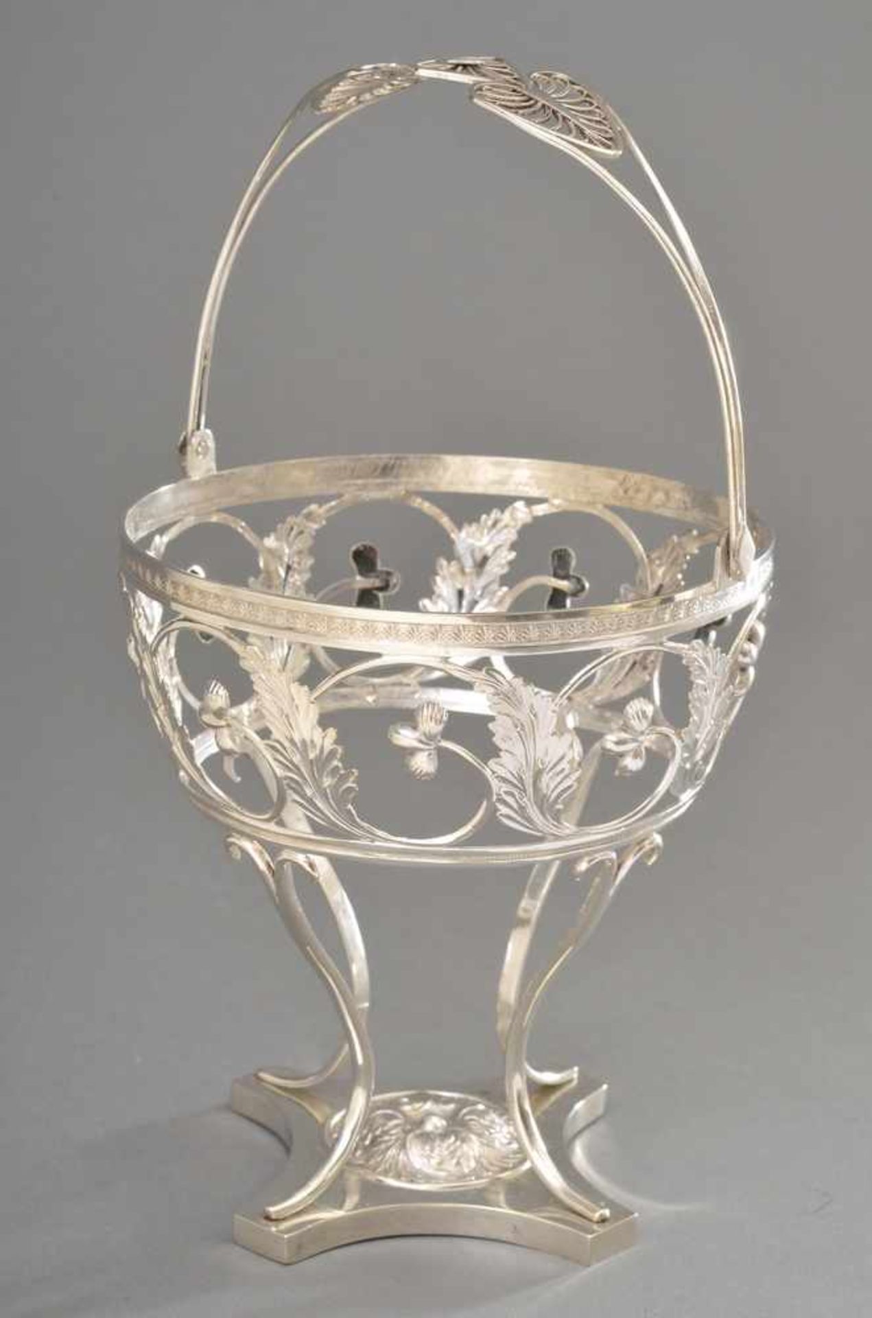 Empire Zuckerkörbchen "Blütenranken", Silber 13 Lot, 155g, Ø 11,5cm, H. 12,5cm, Einsatz fehlt