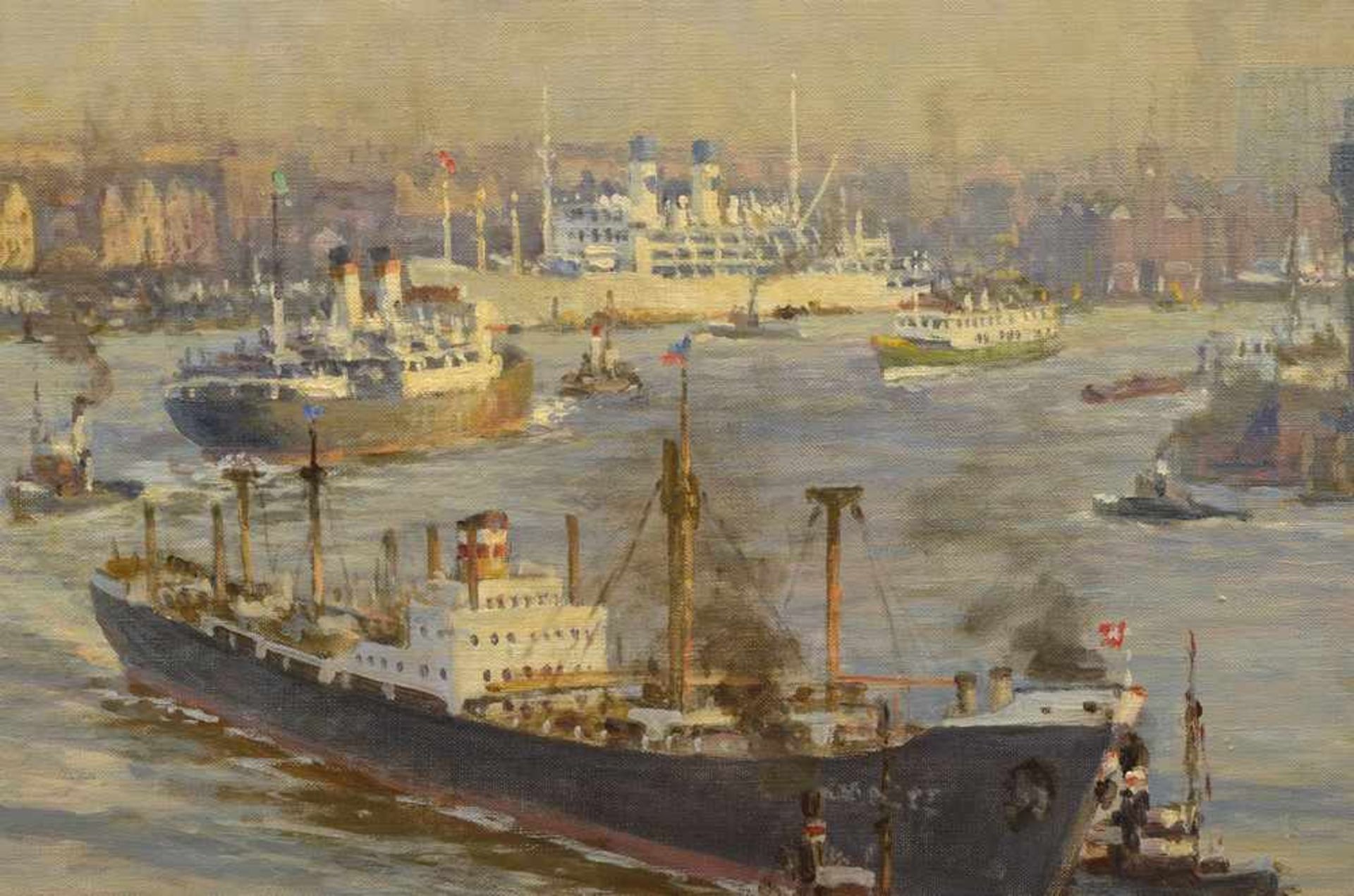 Burghardt, Gustav Paul (1875-1955) "Blick auf die Landungsbrücken in Hamburg aus der - Bild 5 aus 7