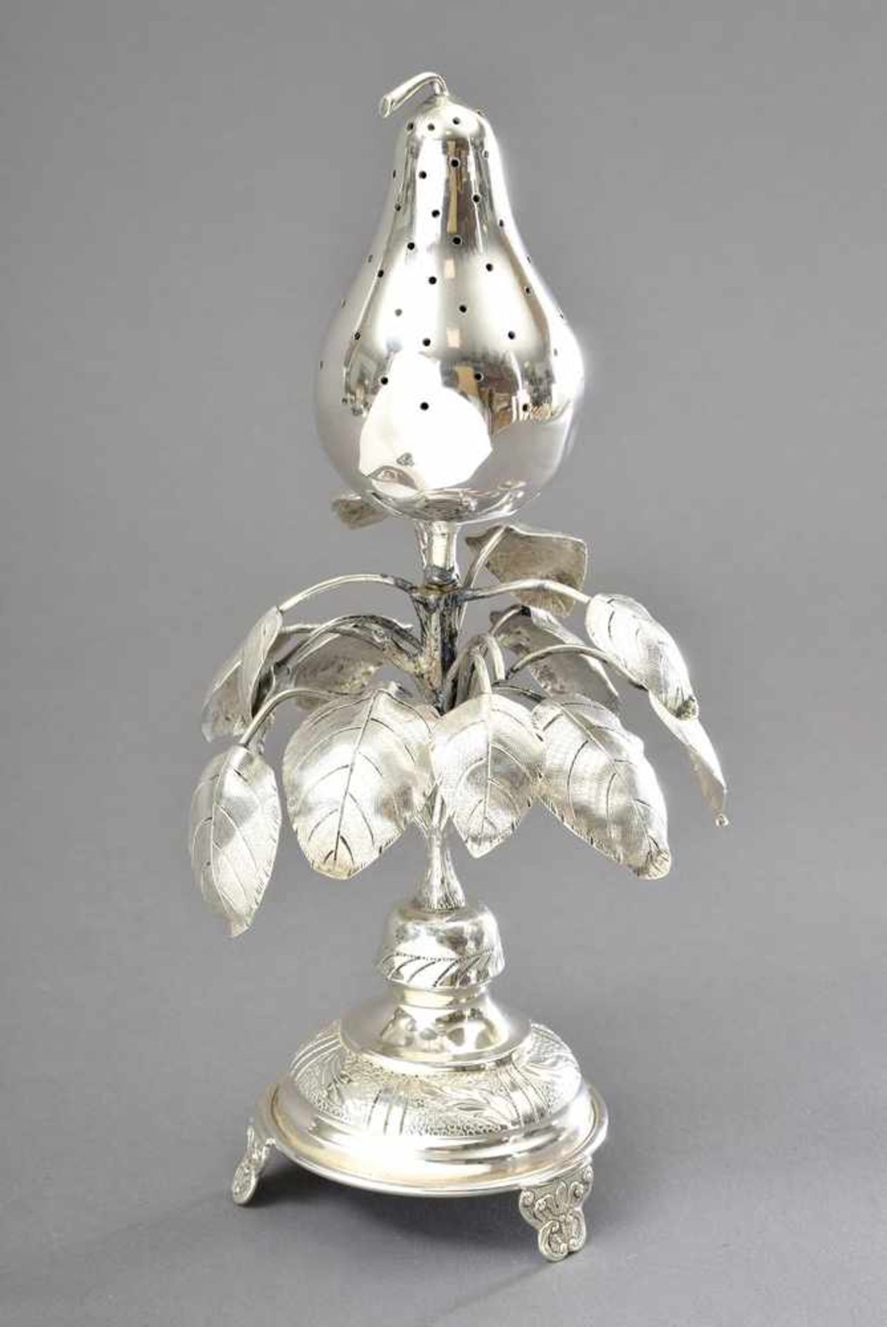 Paliteiro "Birne", Silber (ungepunzt), 253g, 2teilig, H. 24cm, Druckstellen, etwas defekt - Image 2 of 2