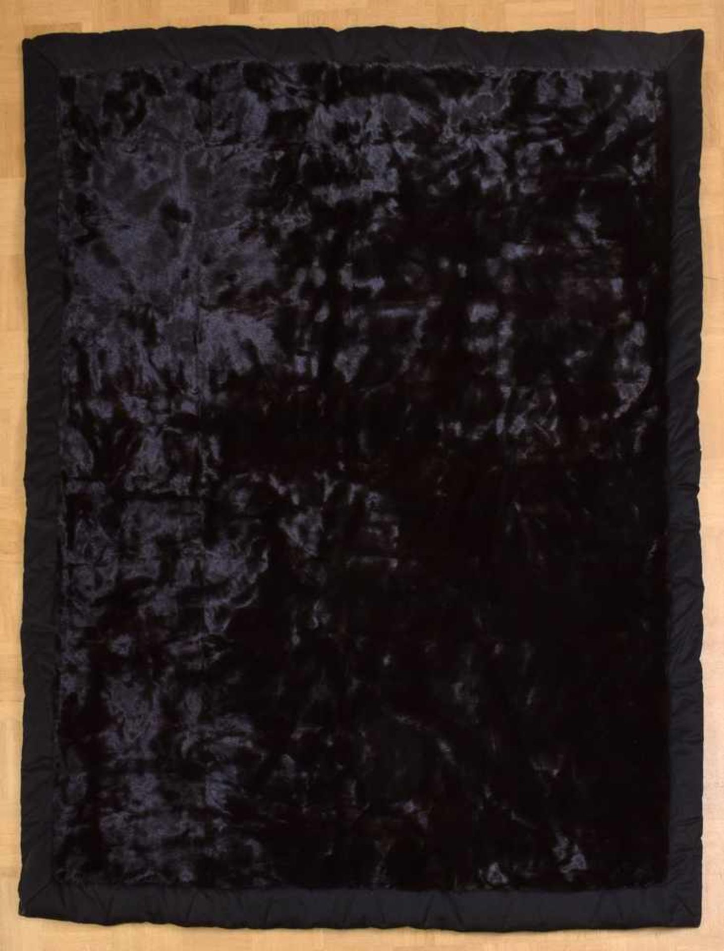 Black Glama Nerz Decke mit schwarzem Kaschmir Futter abgegesteppt, 160x185cm