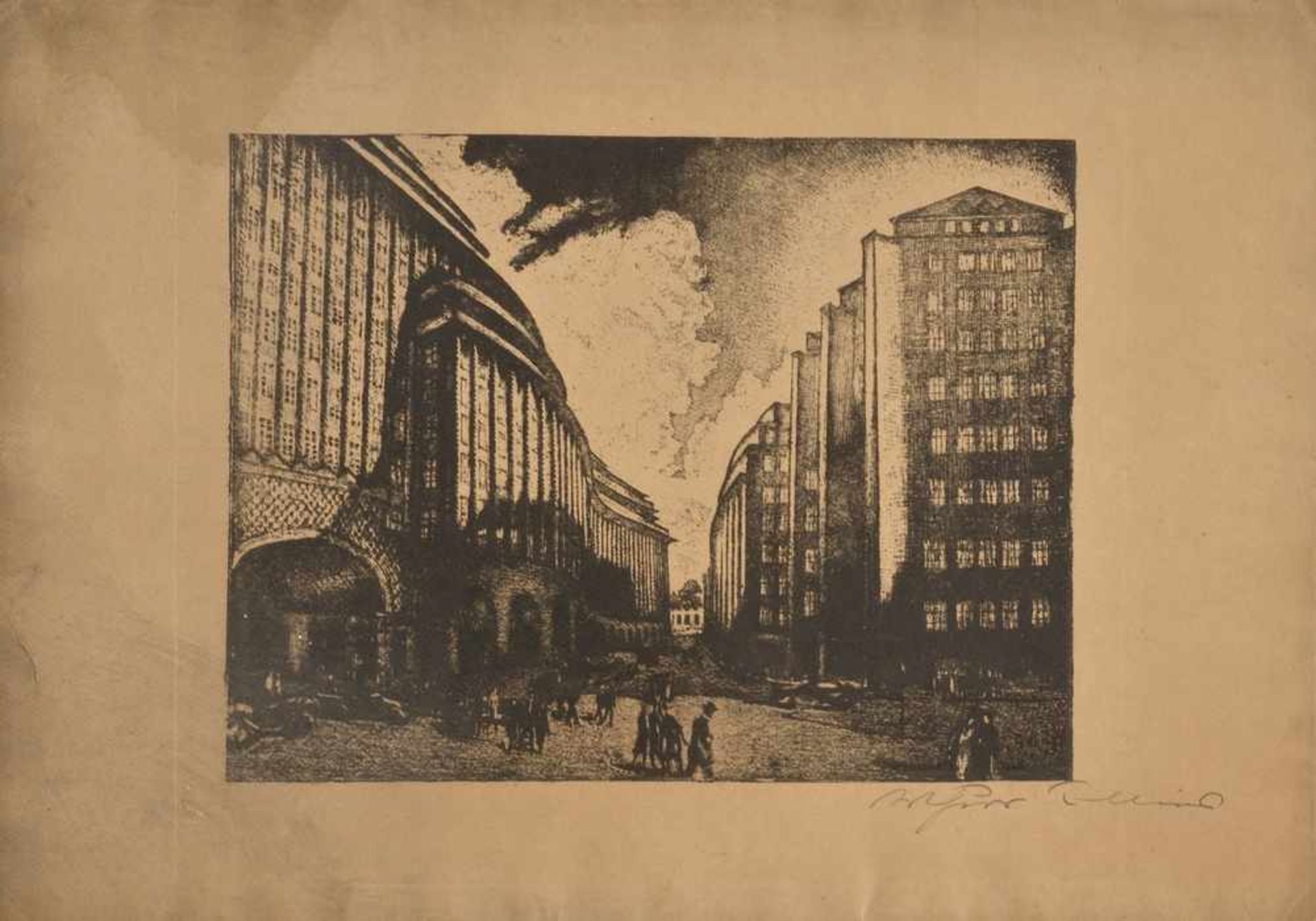Illies, Arthur (1870-1952) "Chilehaus Hamburg", Lithographie, u.r.sign., 24x32cm