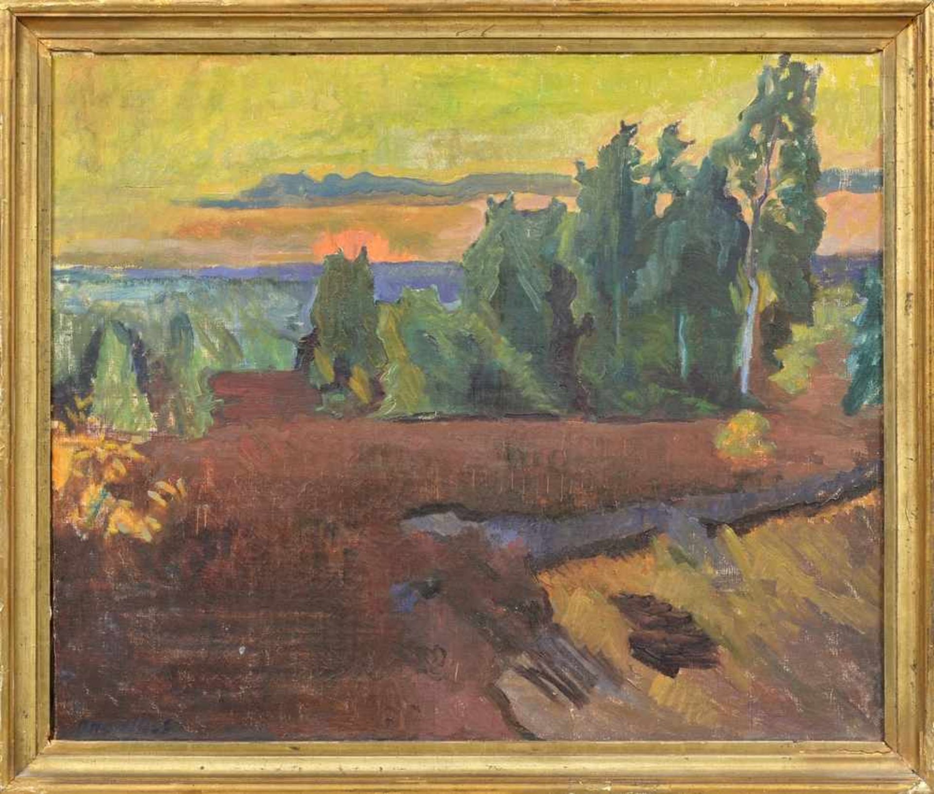 Illies, Otto (1881-1959) "Sonnenuntergang am Falkenstein", um 1920/30, Öl/Leinwand, u.l.sign., 55, - Bild 2 aus 5